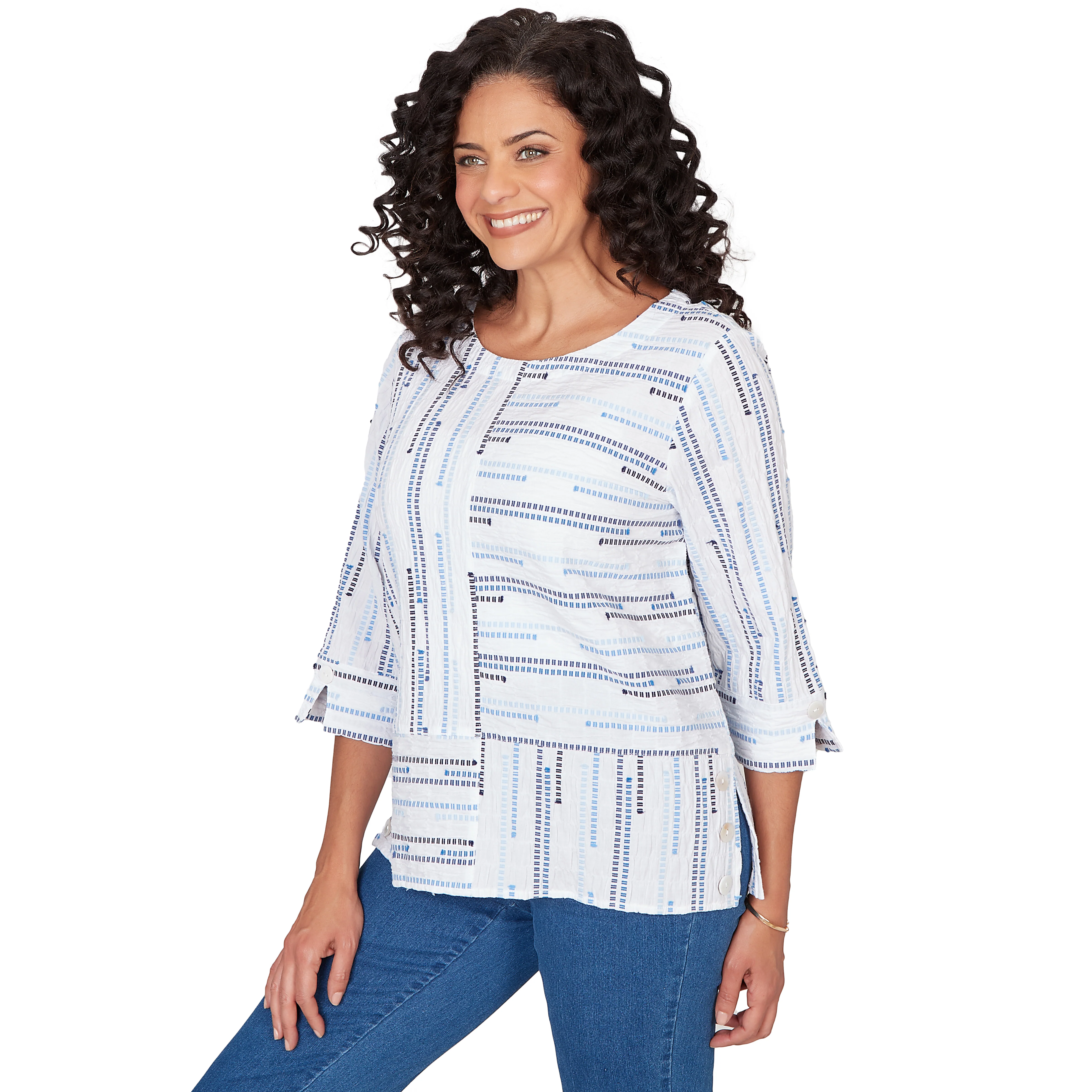 Alfred Dunner Spliced Jacquard Stripe Top - Image 3