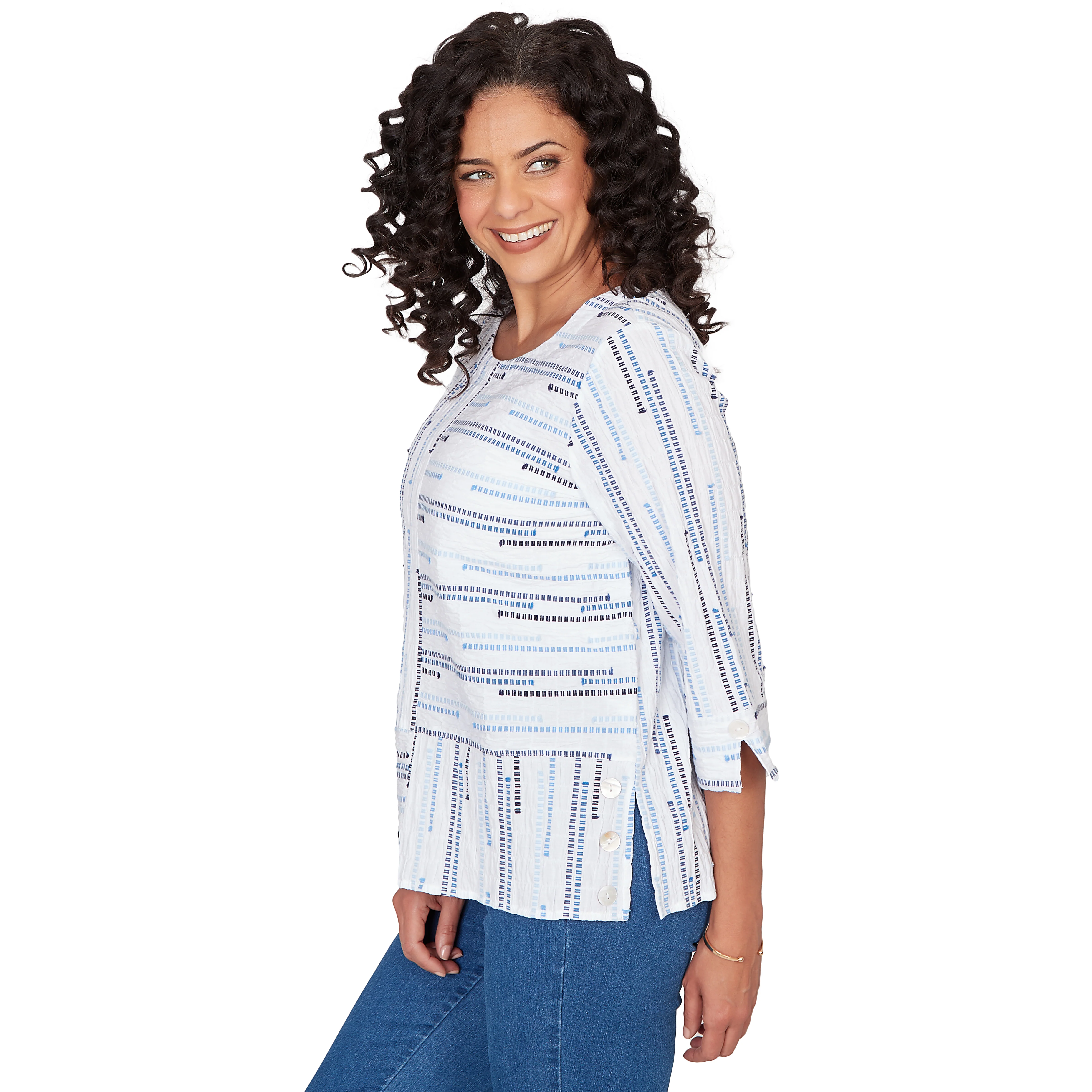 Alfred Dunner Spliced Jacquard Stripe Top - Image 4
