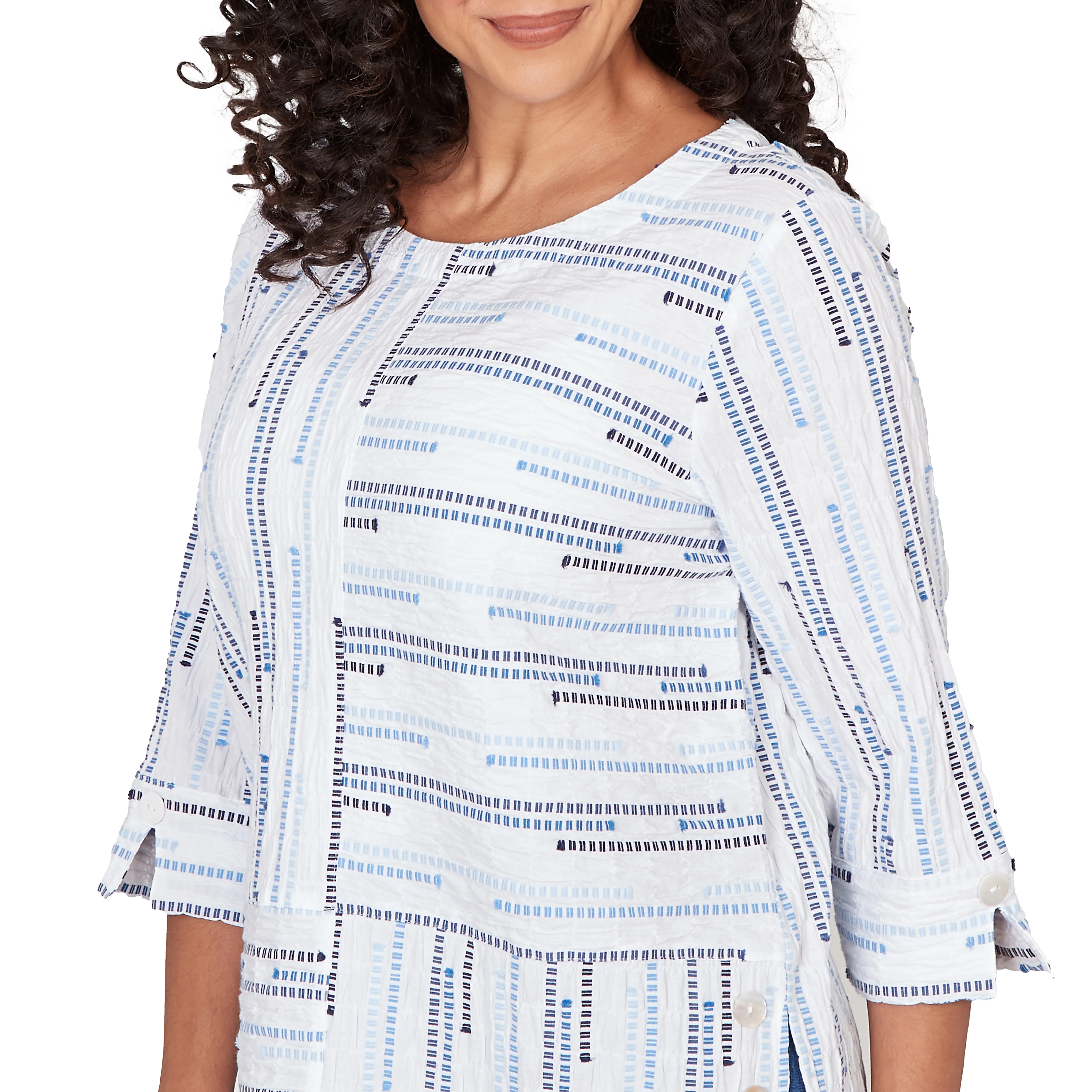 Alfred Dunner Spliced Jacquard Stripe Top - Image 5