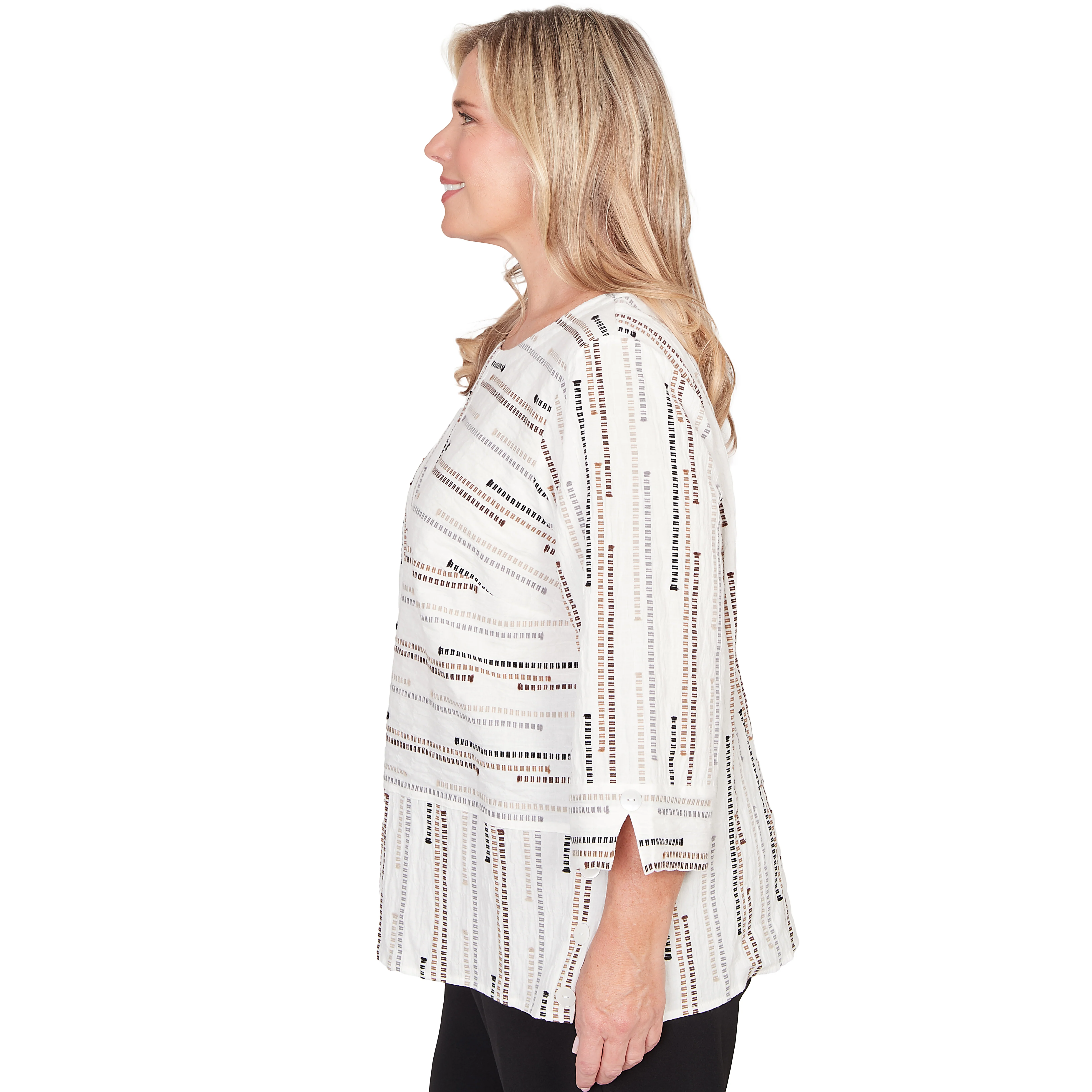 Alfred Dunner Spliced Jacquard Stripe Top - Plus - Image 10