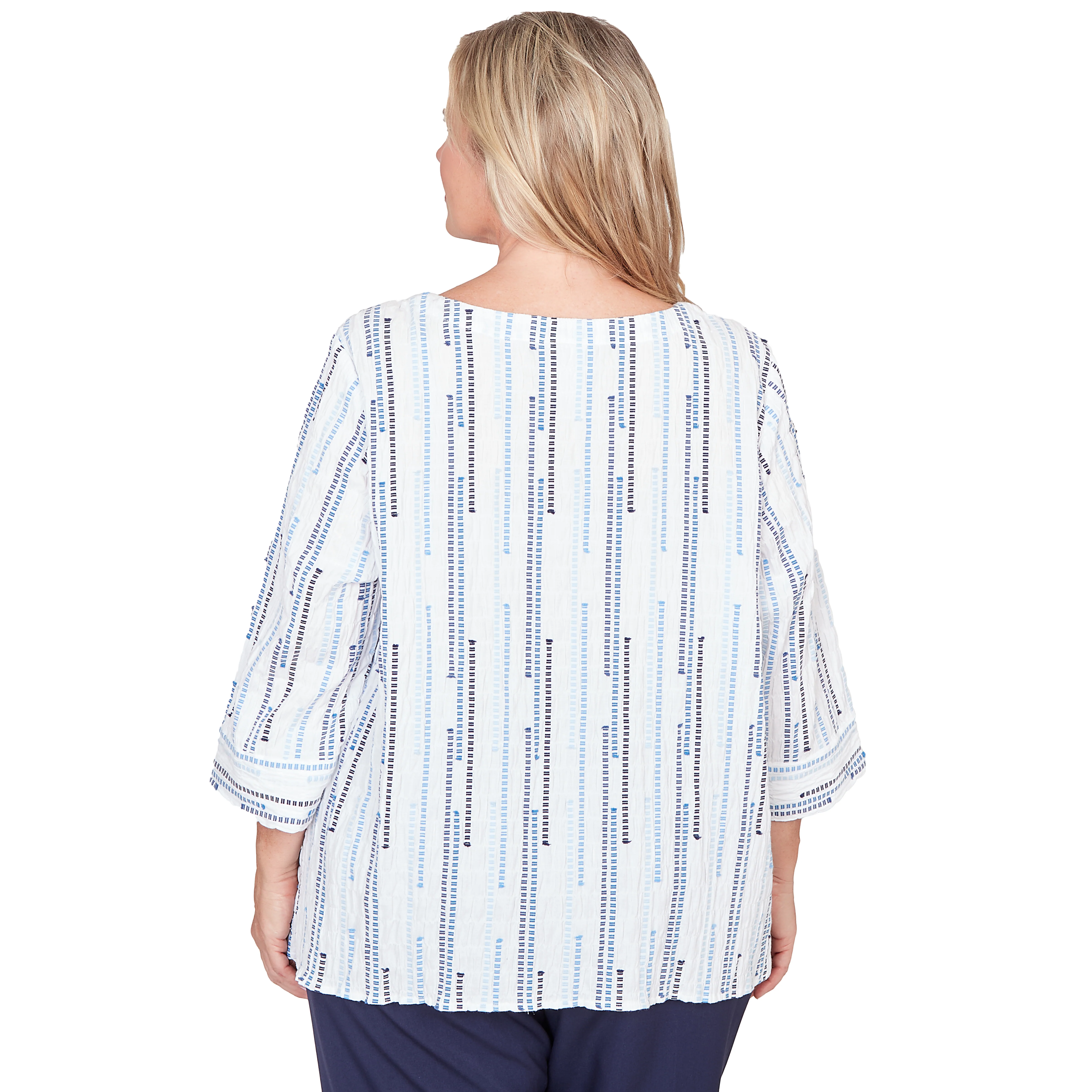 Alfred Dunner Spliced Jacquard Stripe Top - Plus - Image 2
