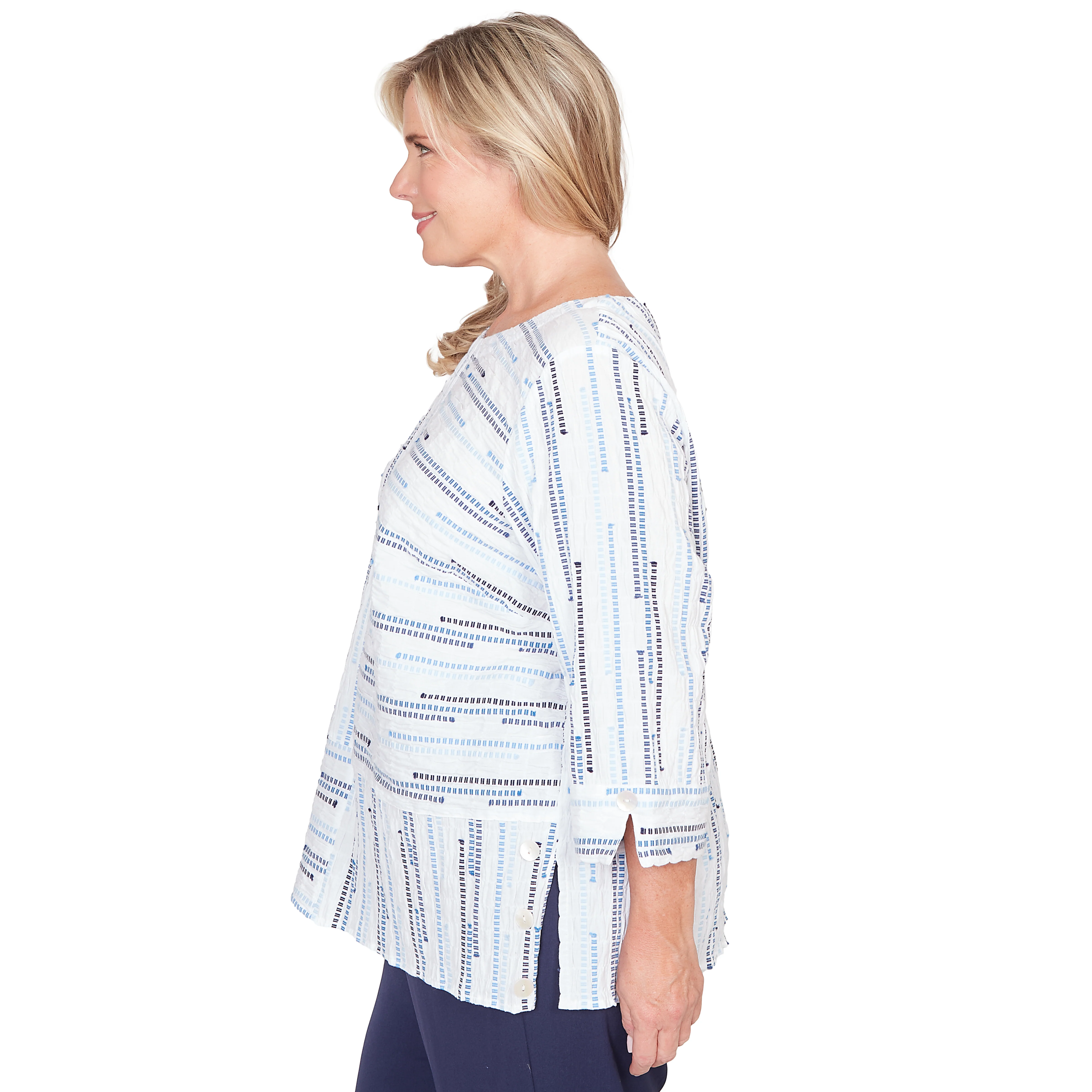 Alfred Dunner Spliced Jacquard Stripe Top - Plus - Image 4