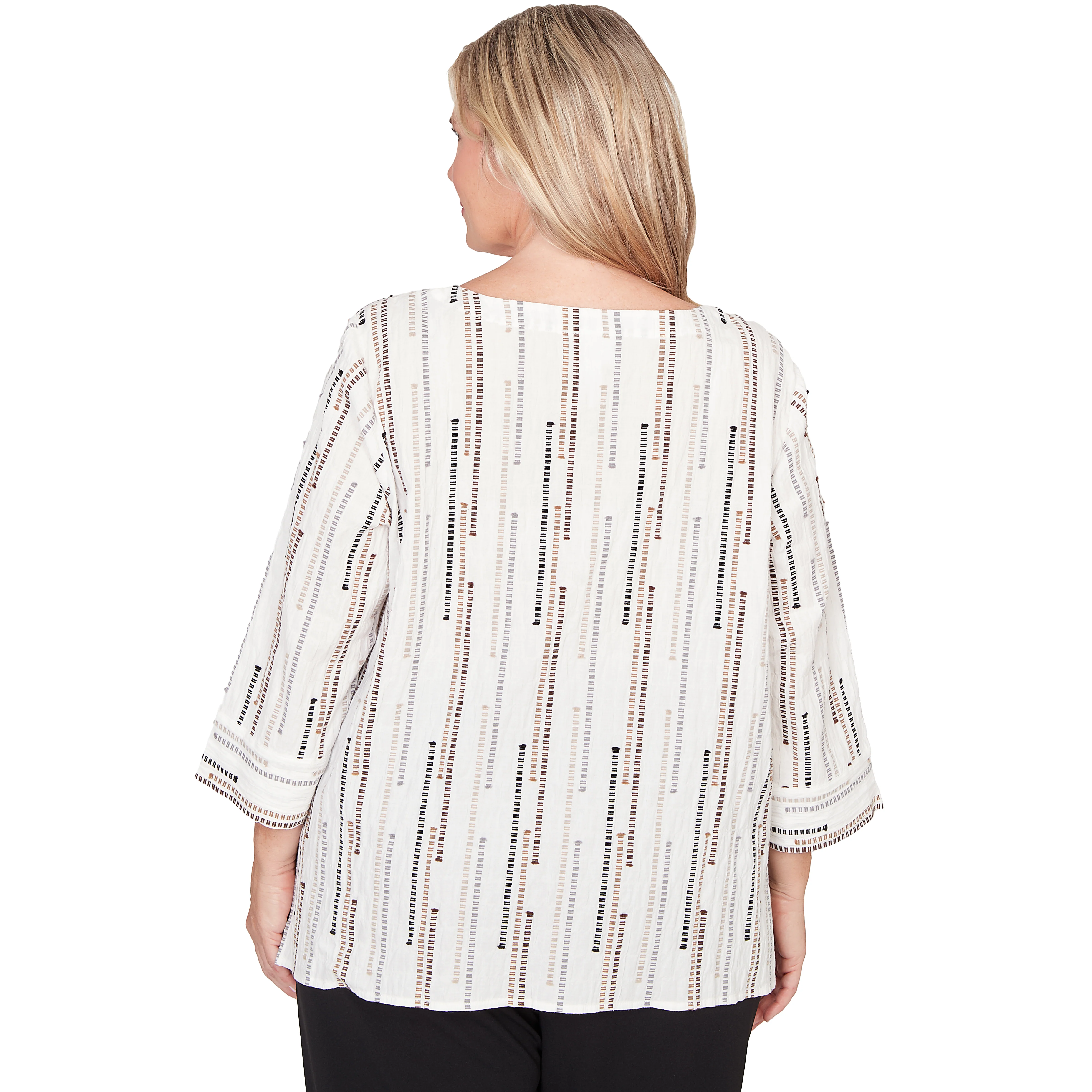 Alfred Dunner Spliced Jacquard Stripe Top - Plus - Image 8