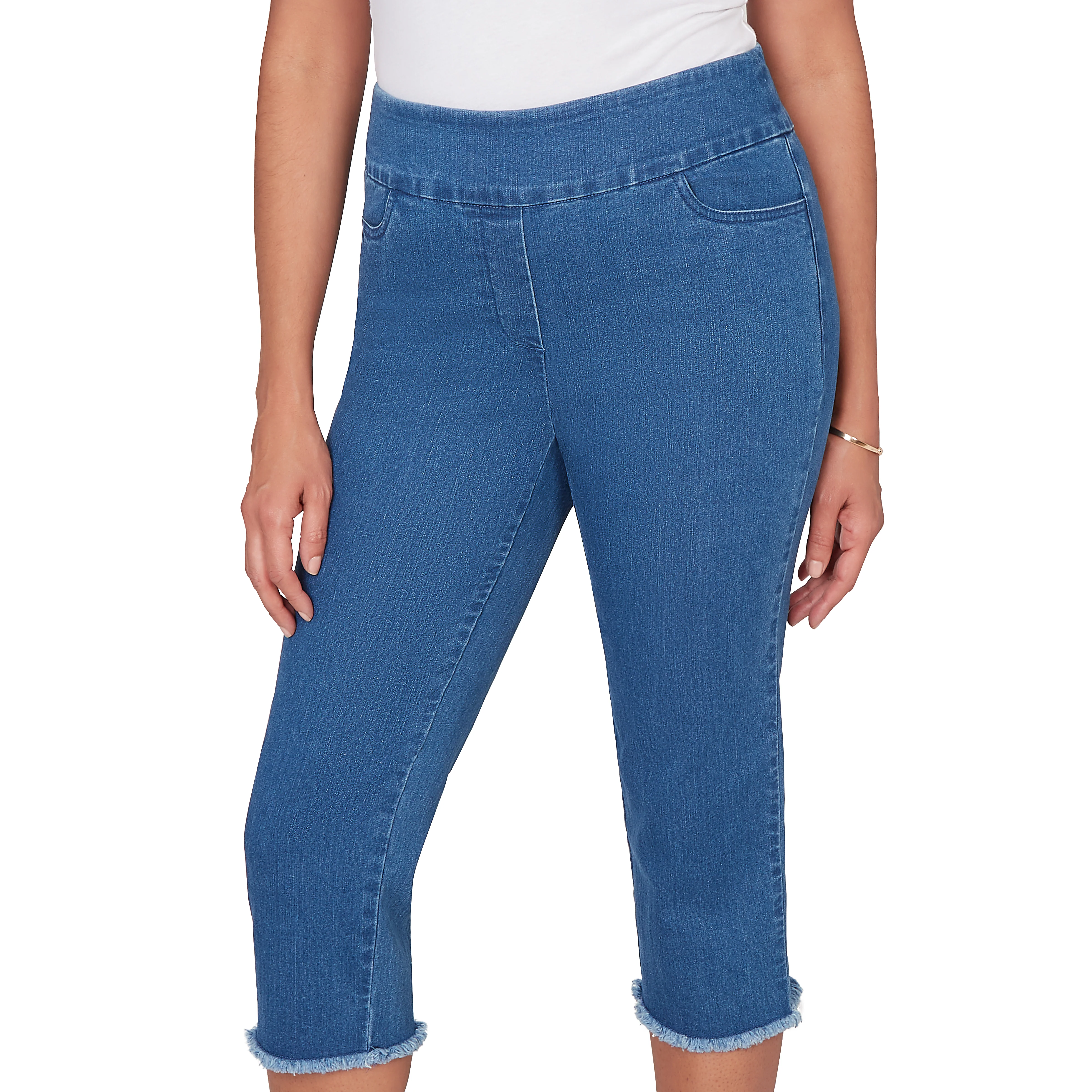 Alfred Dunner Super Stretch Denim Fringe Capri Pant - Image 23