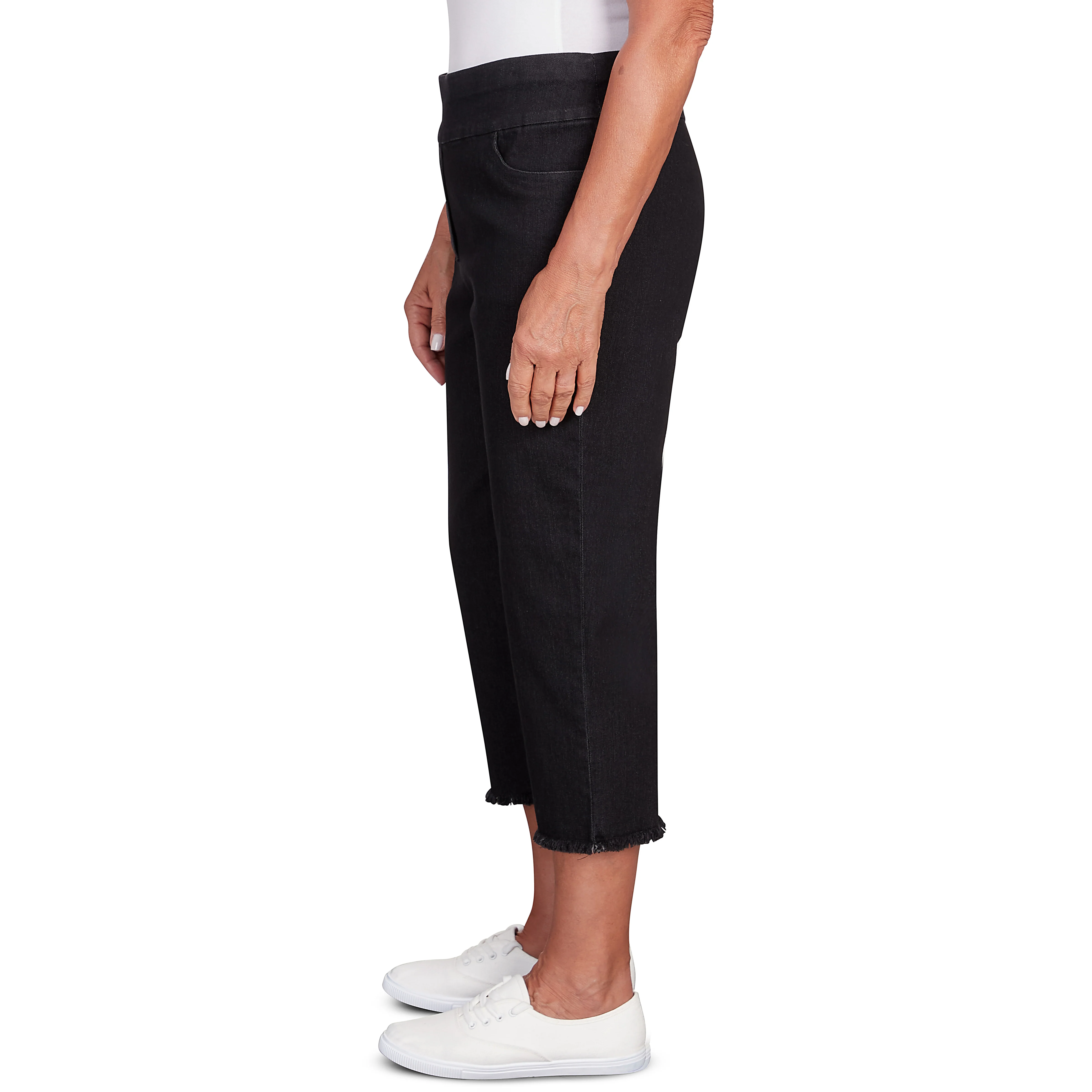 Alfred Dunner Super Stretch Denim Fringe Capri Pant - Image 4
