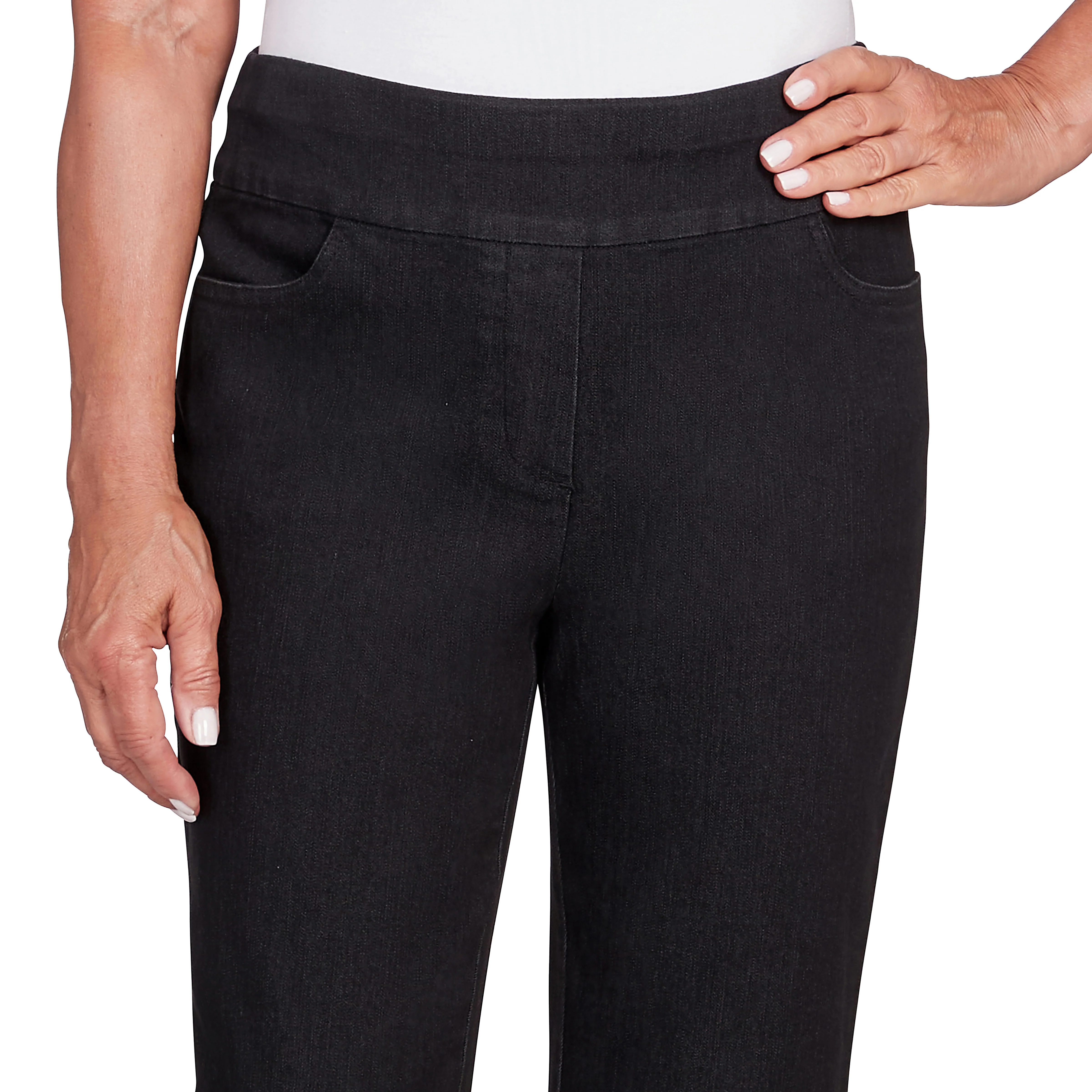 Alfred Dunner Super Stretch Denim Fringe Capri Pant - Image 5