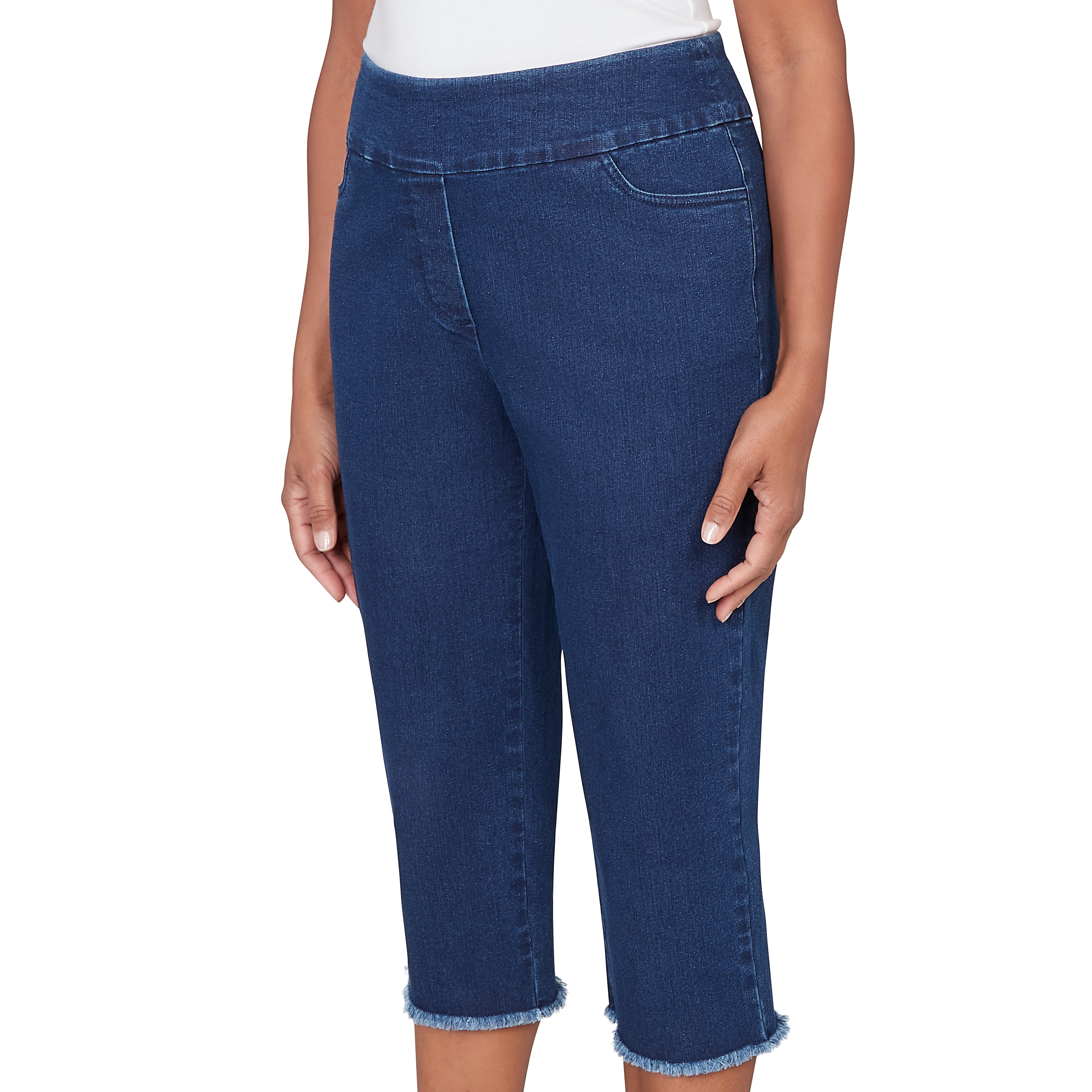 Alfred Dunner Super Stretch Denim Fringe Capri Pant- Petite - Image 11