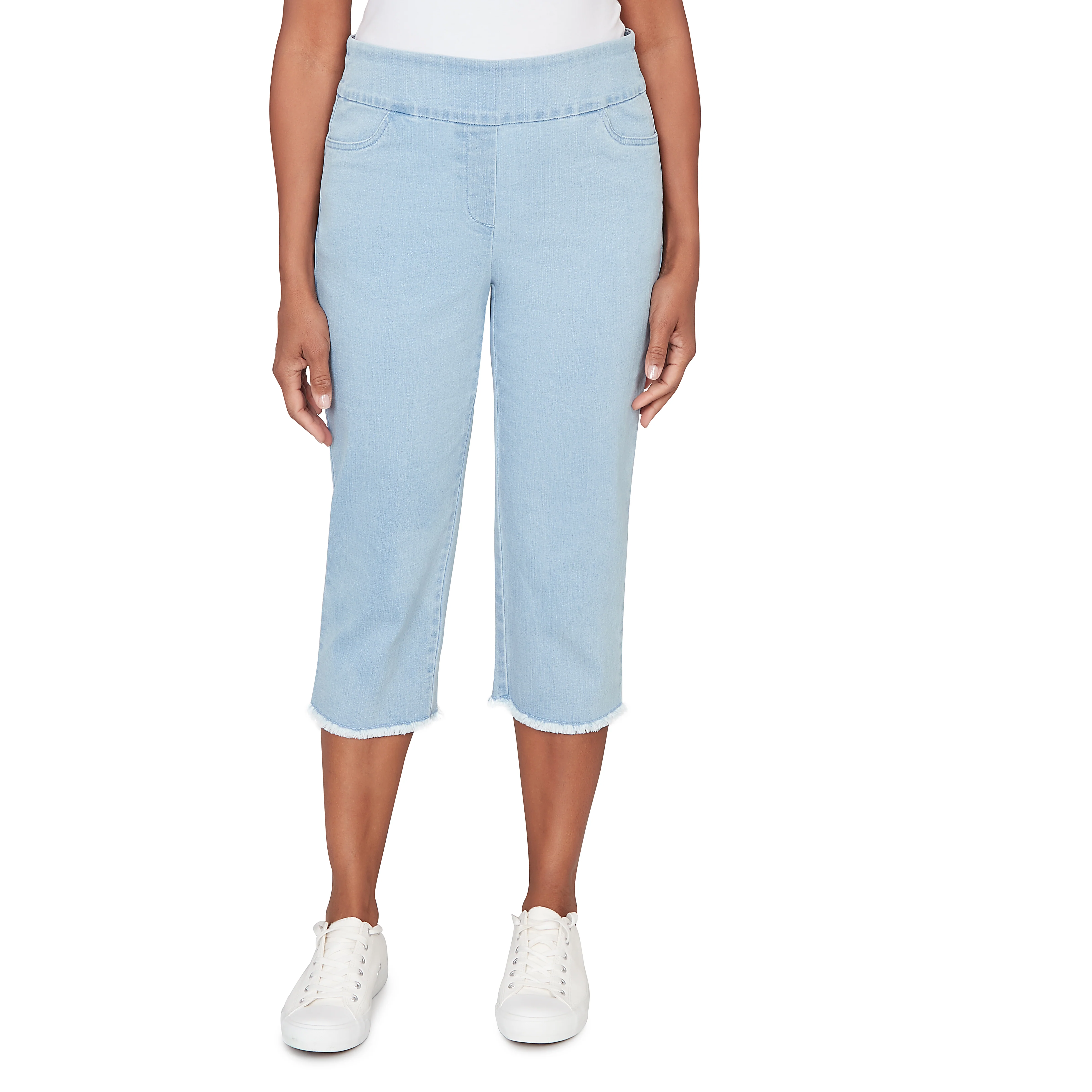 Alfred Dunner Super Stretch Denim Fringe Capri Pant- Petite - Image 13