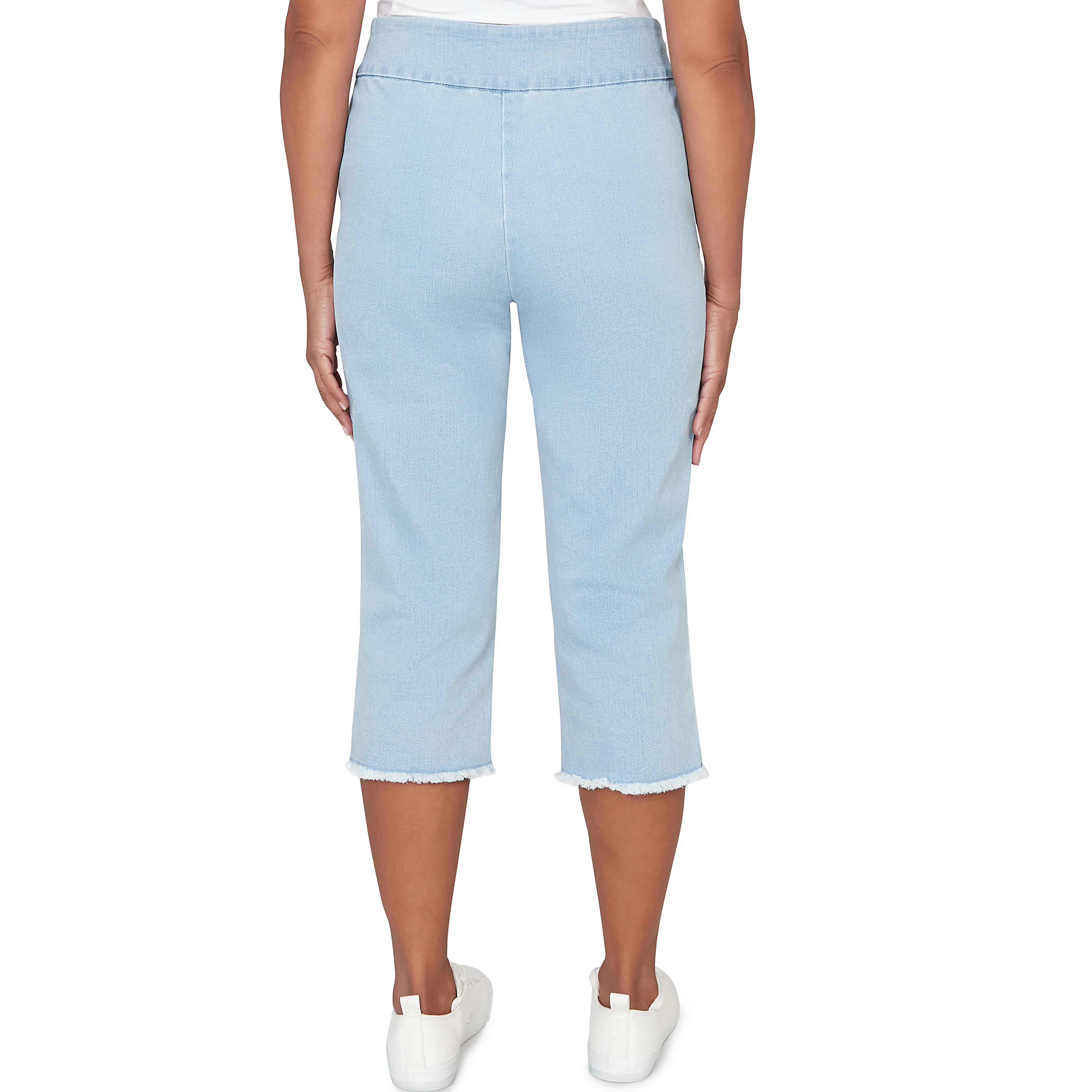 Alfred Dunner Super Stretch Denim Fringe Capri Pant- Petite - Image 14