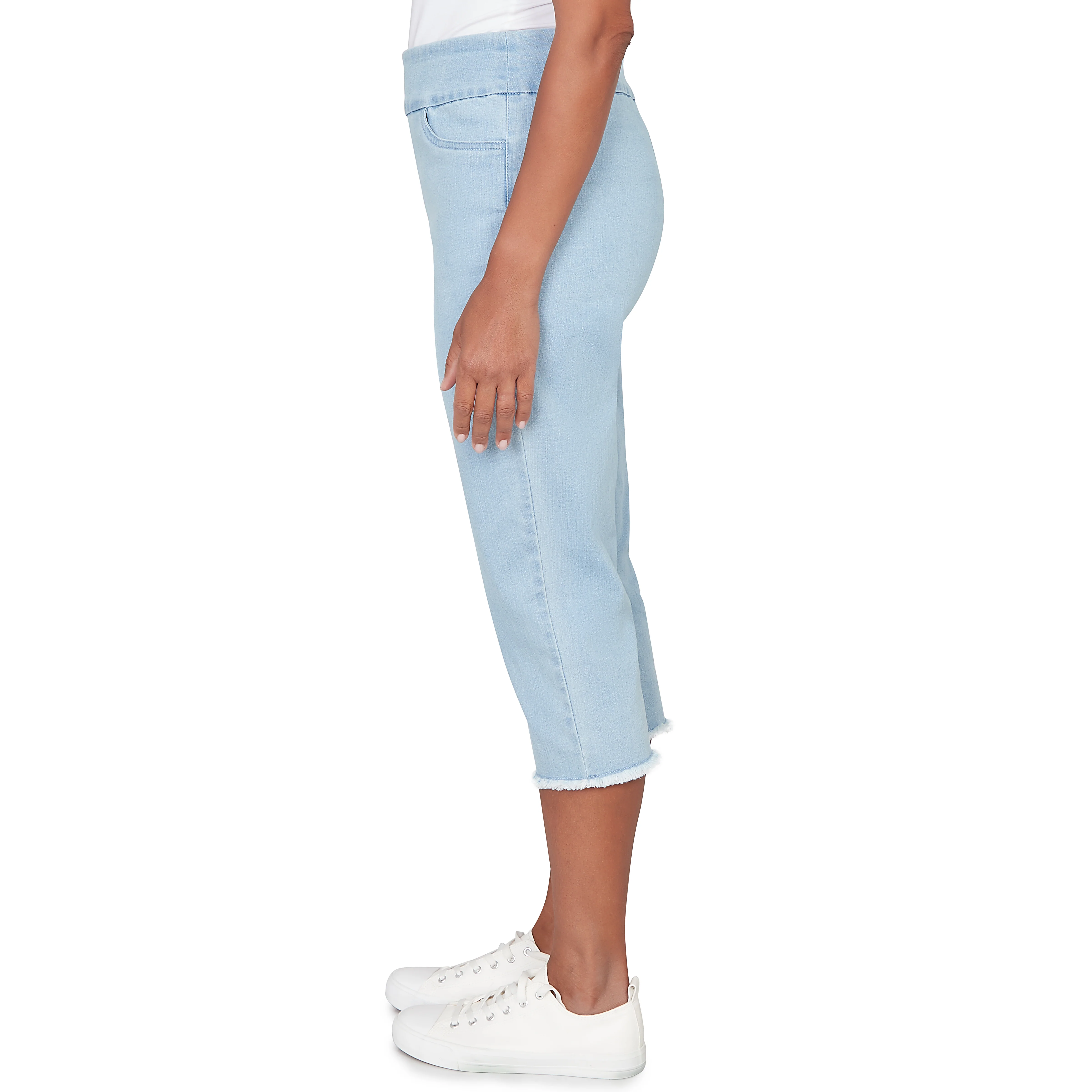 Alfred Dunner Super Stretch Denim Fringe Capri Pant- Petite - Image 16