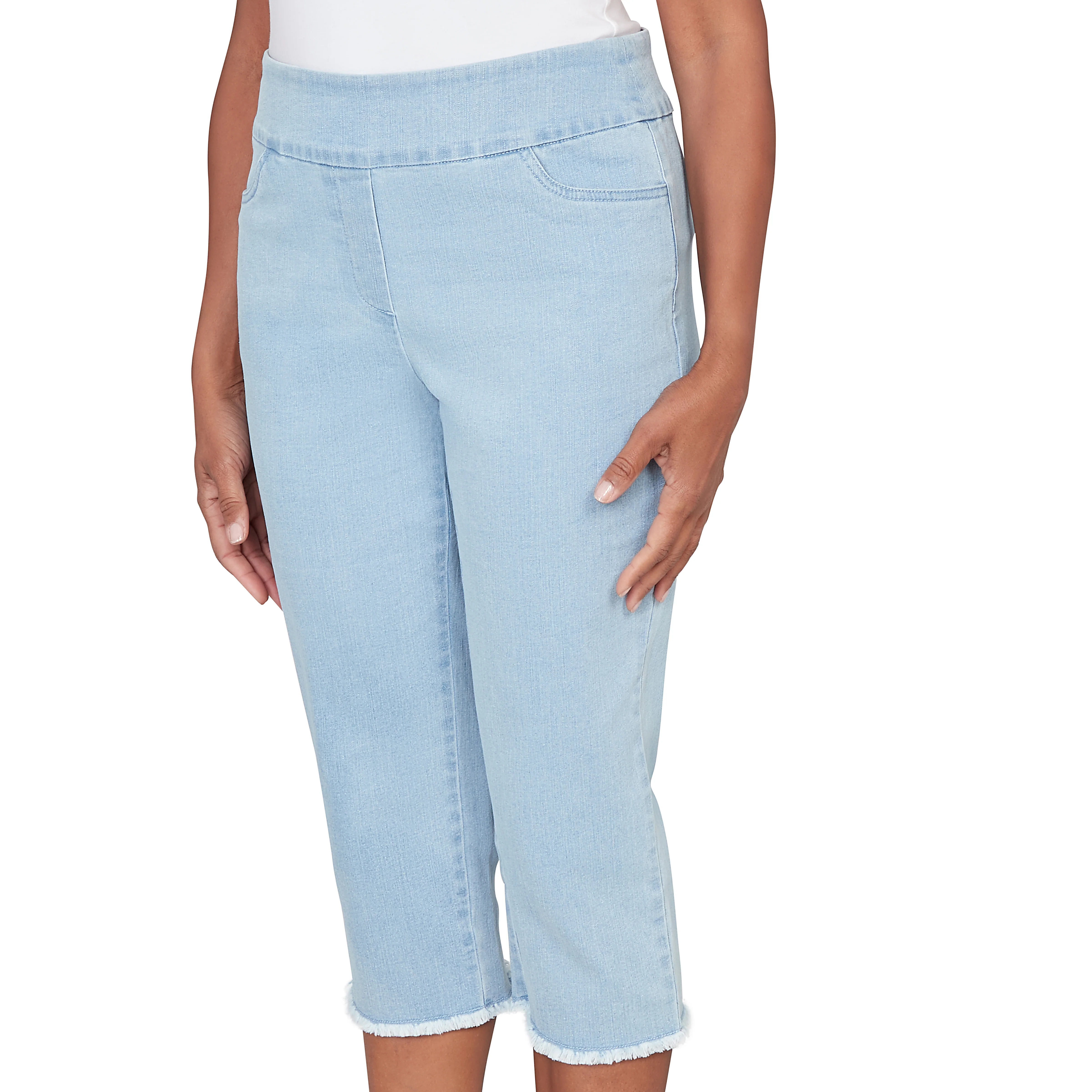 Alfred Dunner Super Stretch Denim Fringe Capri Pant- Petite - Image 17