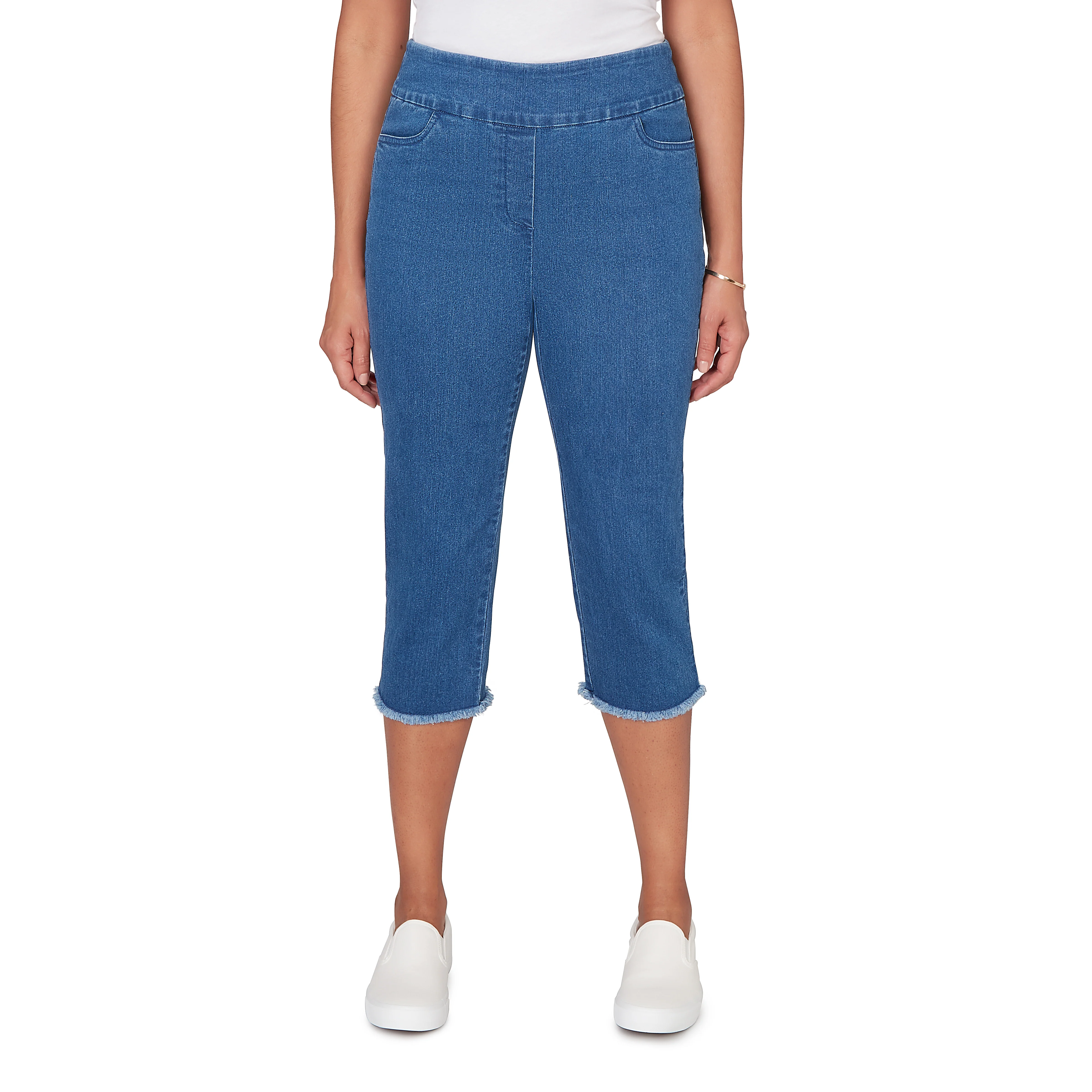 Alfred Dunner Super Stretch Denim Fringe Capri Pant- Petite - Image 19