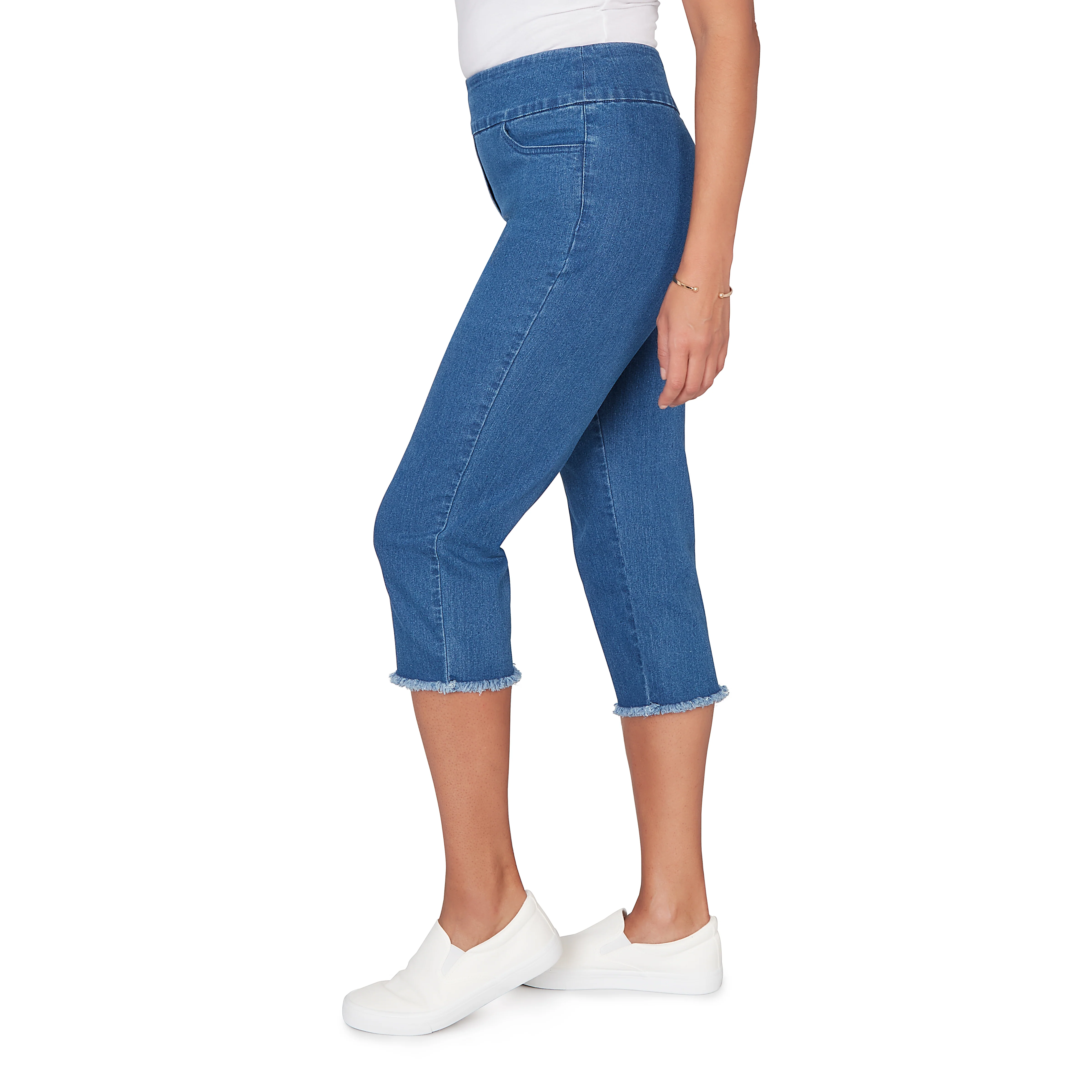 Alfred Dunner Super Stretch Denim Fringe Capri Pant- Petite - Image 22