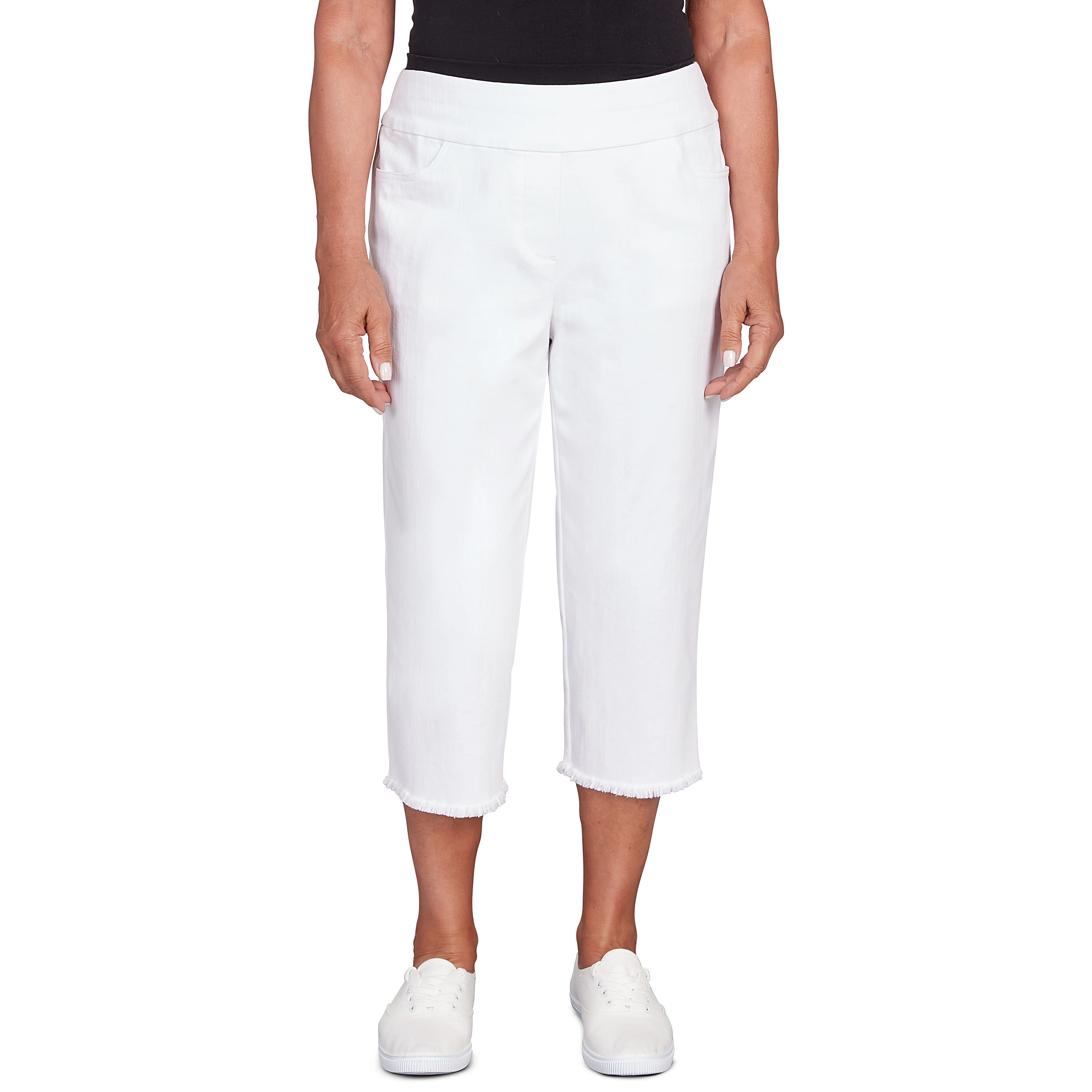 Alfred Dunner Super Stretch Denim Fringe Capri Pant- Petite - Image 25