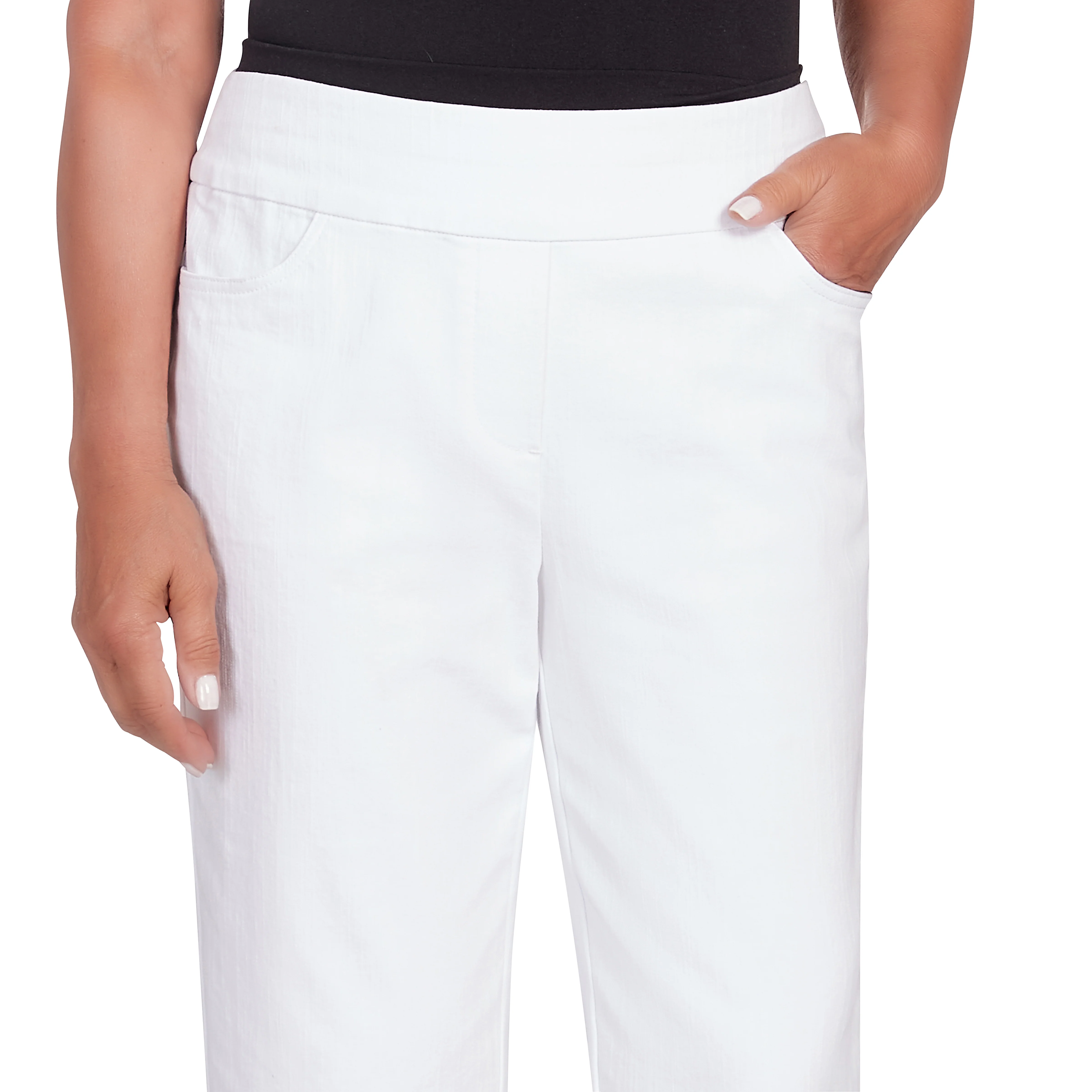 Alfred Dunner Super Stretch Denim Fringe Capri Pant- Petite - Image 29