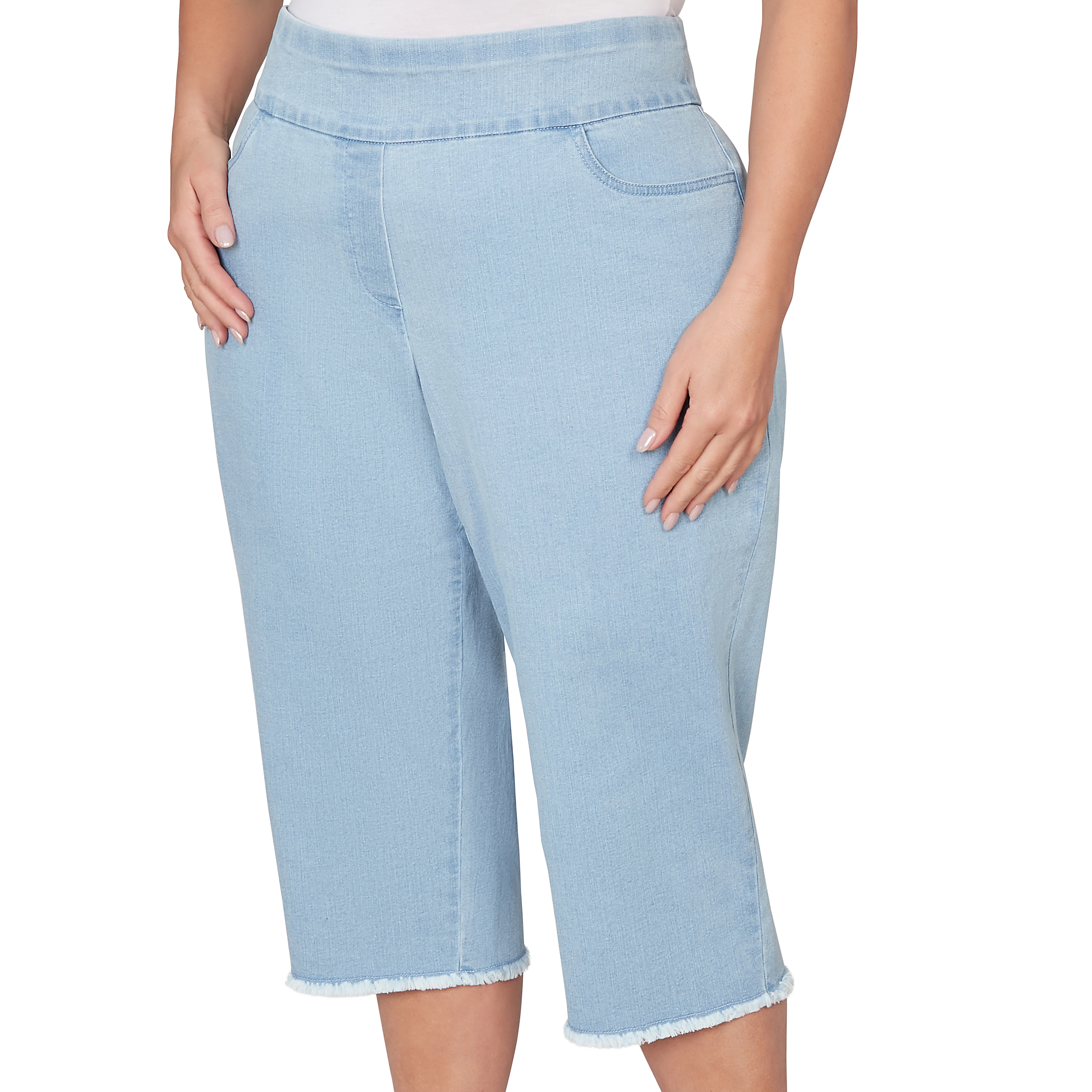 Alfred Dunner Super Stretch Denim Fringe Capri Pant - Plus - Image 16