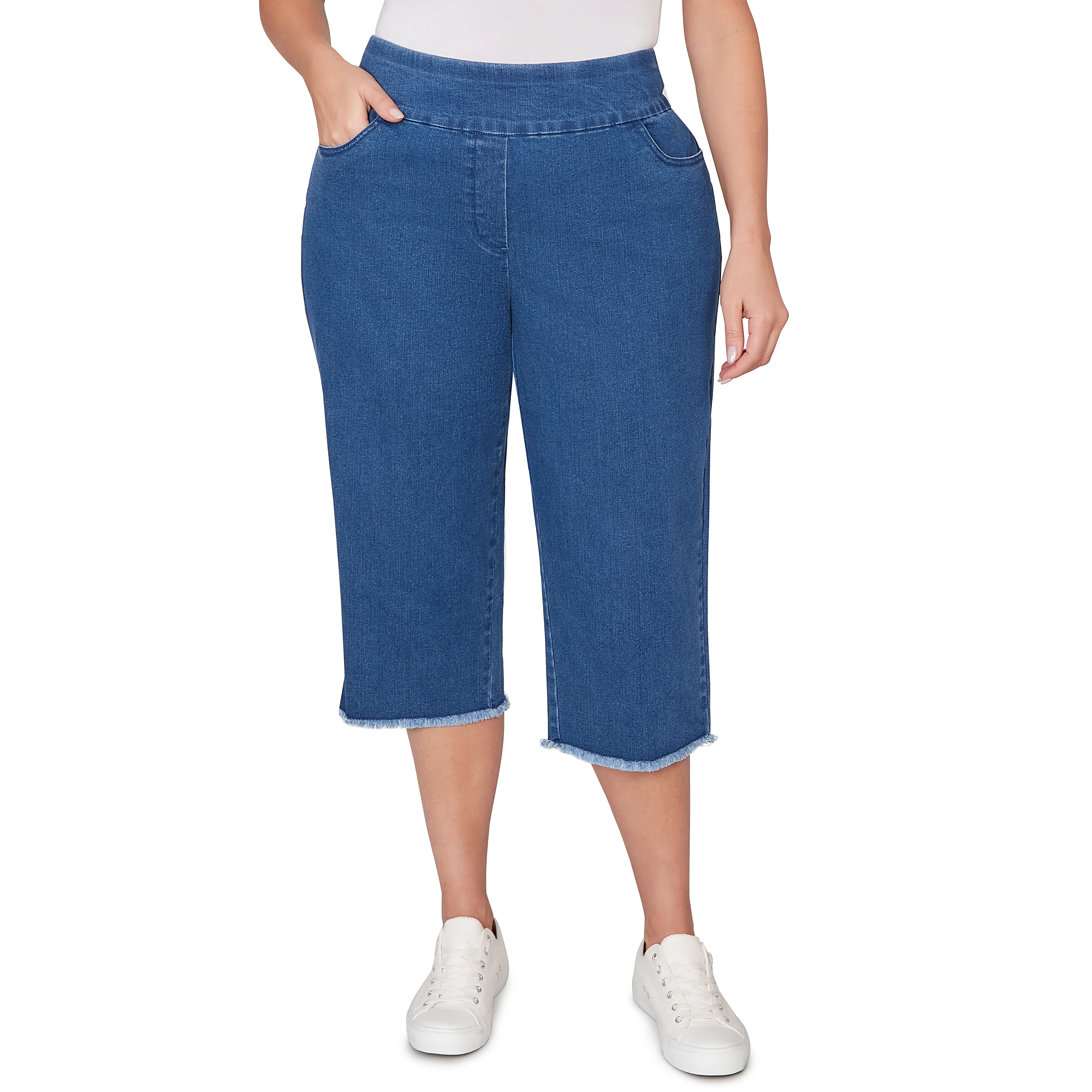 Alfred Dunner Super Stretch Denim Fringe Capri Pant - Plus - Image 18