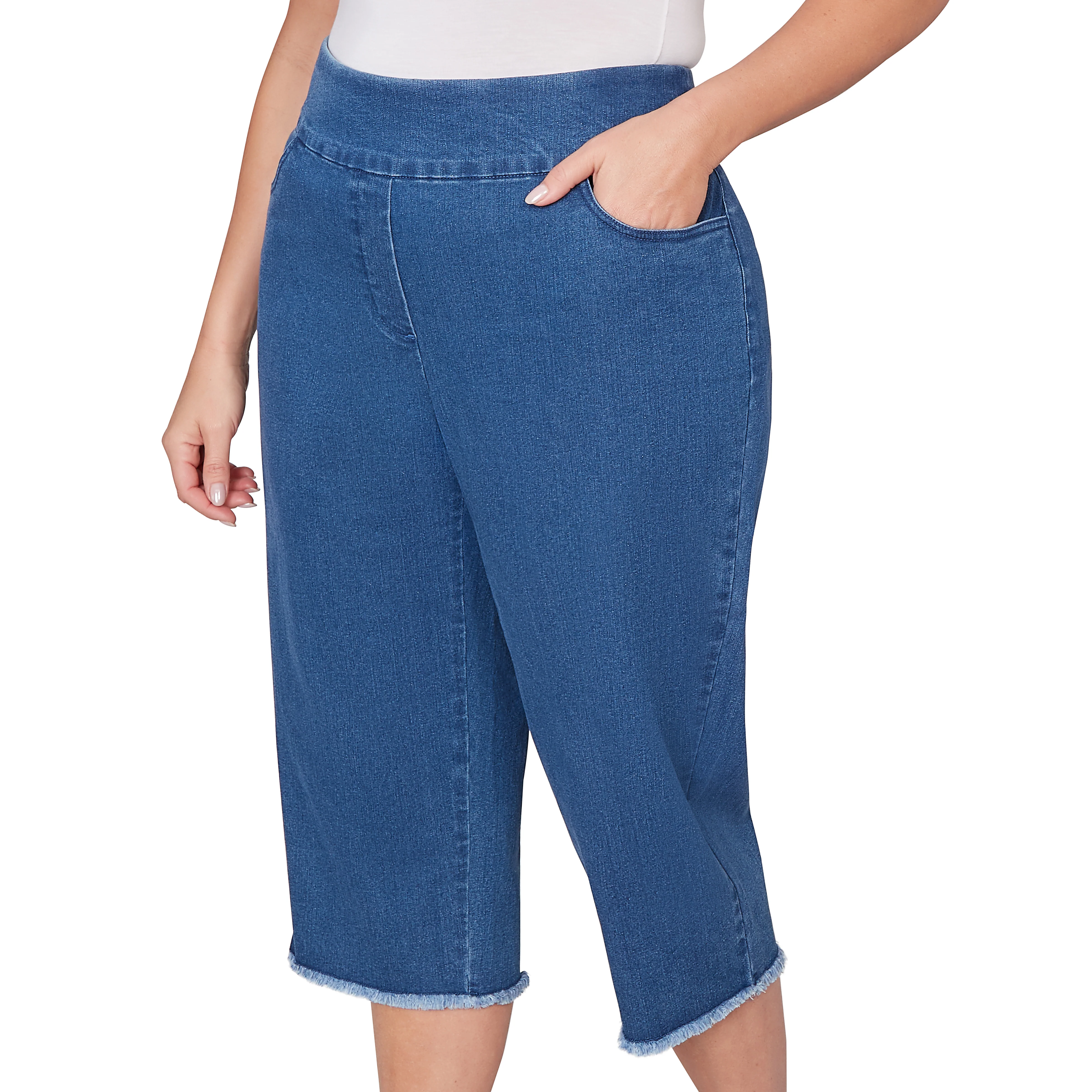 Alfred Dunner Super Stretch Denim Fringe Capri Pant - Plus - Image 22