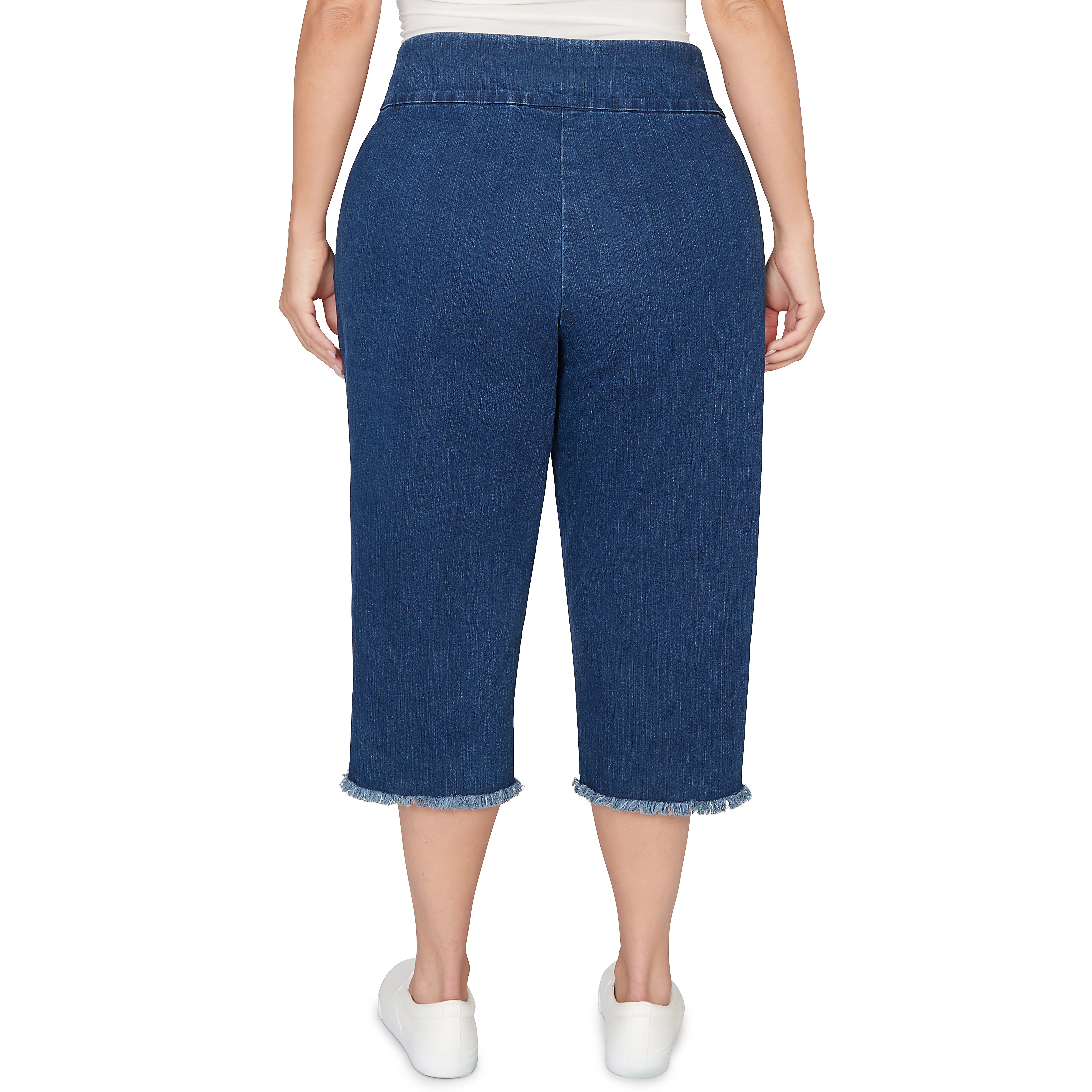 Alfred Dunner Super Stretch Denim Fringe Capri Pant - Plus - Image 7