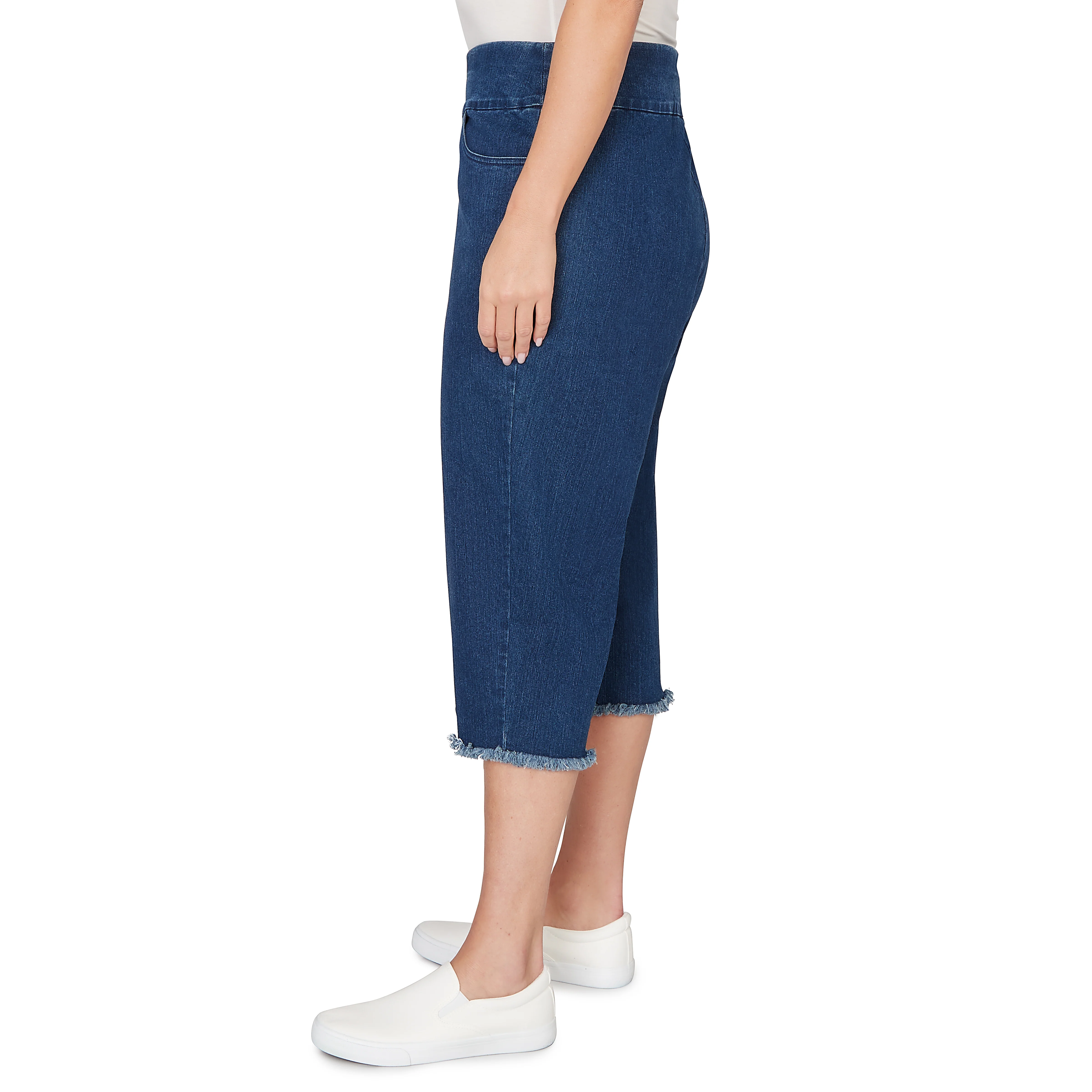 Alfred Dunner Super Stretch Denim Fringe Capri Pant - Plus - Image 9