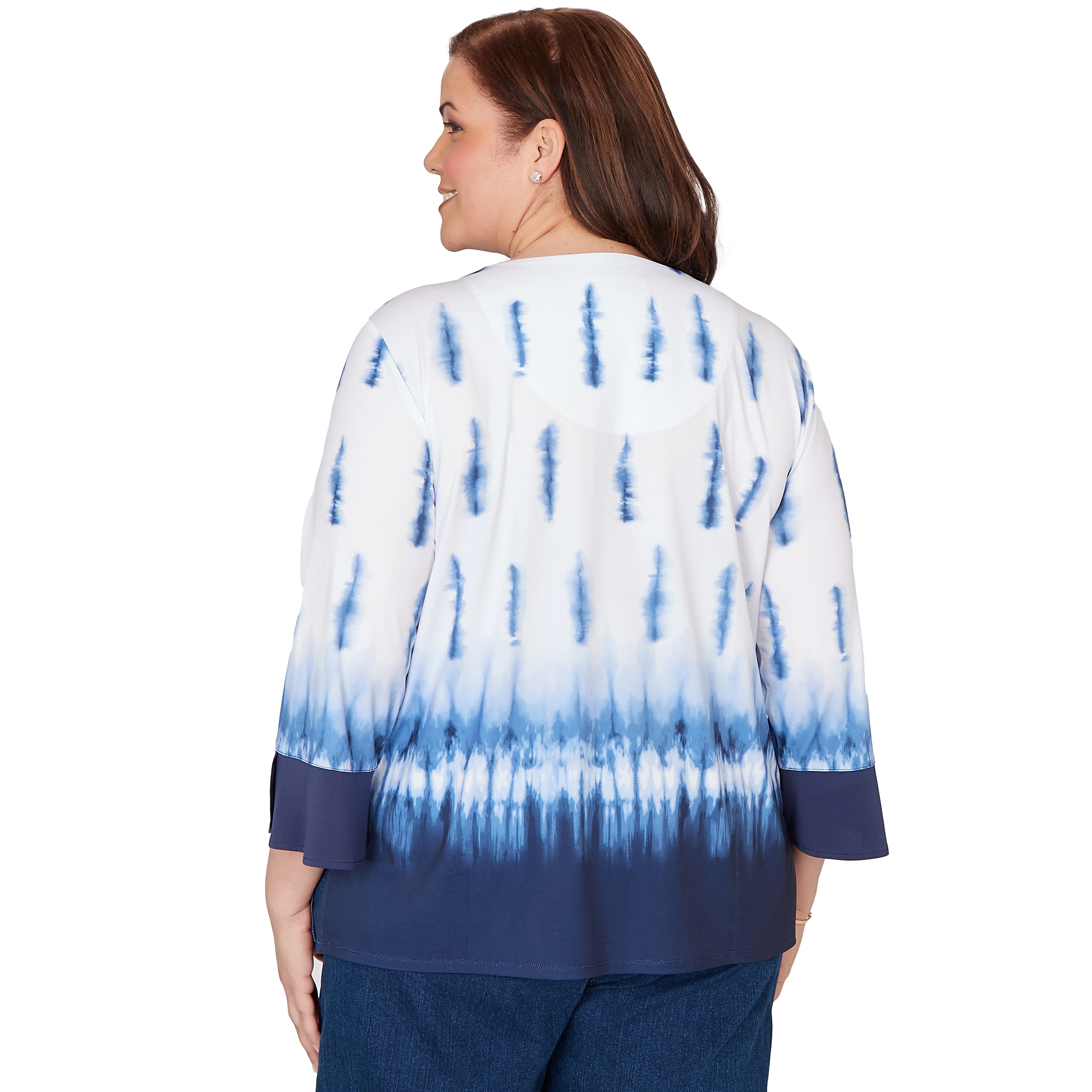 Alfred Dunner Tie Dye Border Split Neck Top - Plus - Image 2