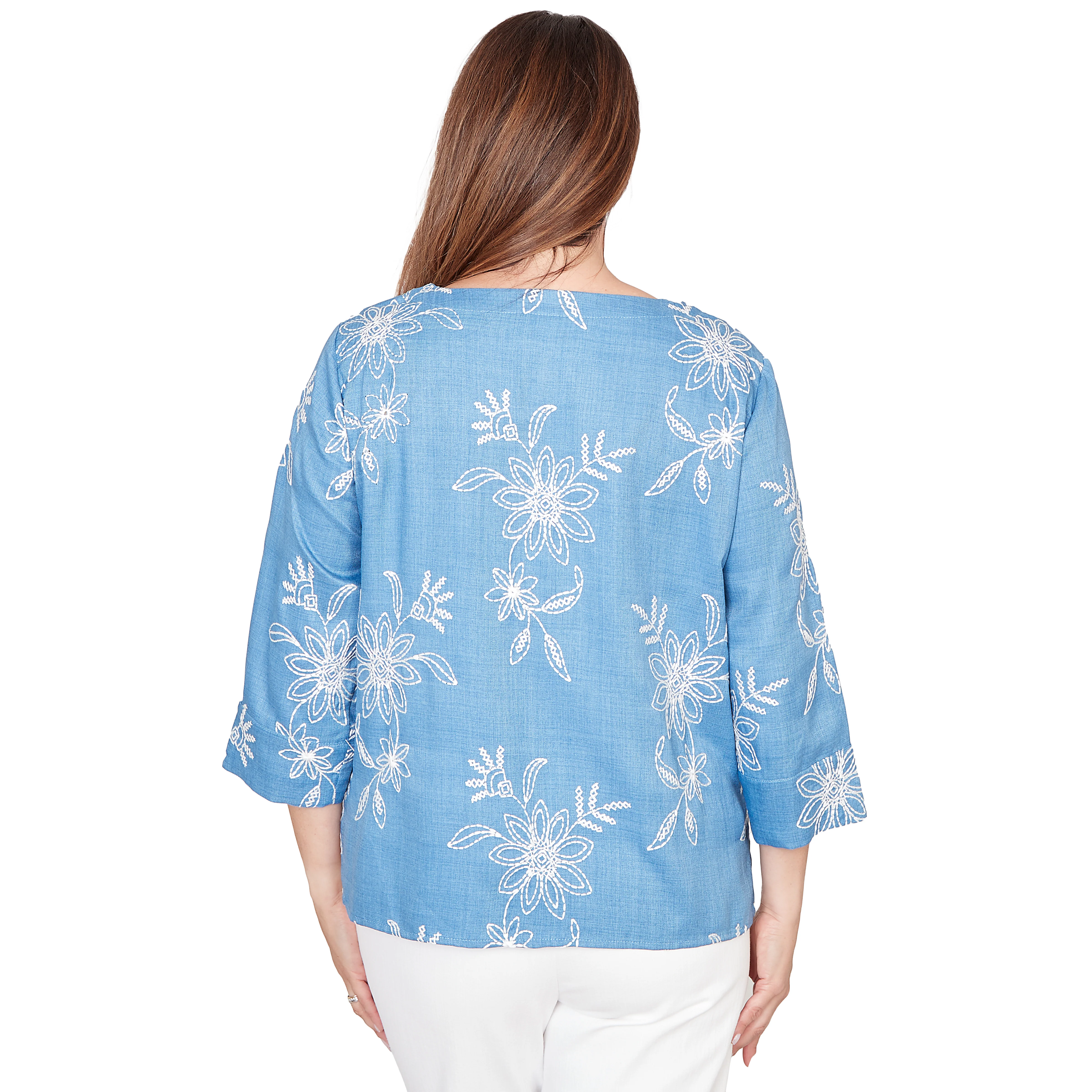 Alfred Dunner Tossed Floral Embroidered Top - Image 8