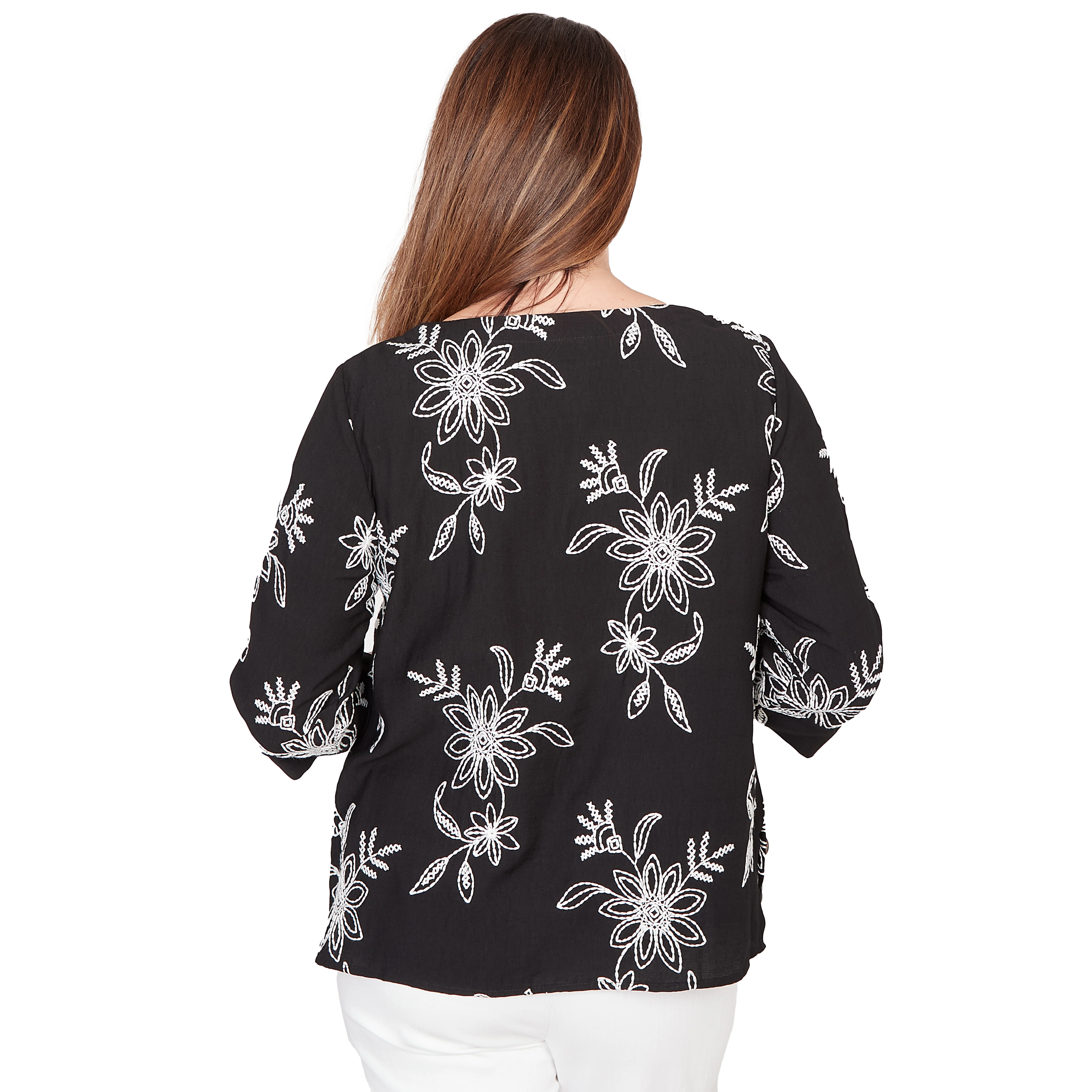 Alfred Dunner Tossed Floral Embroidered Top- Petite - Image 2