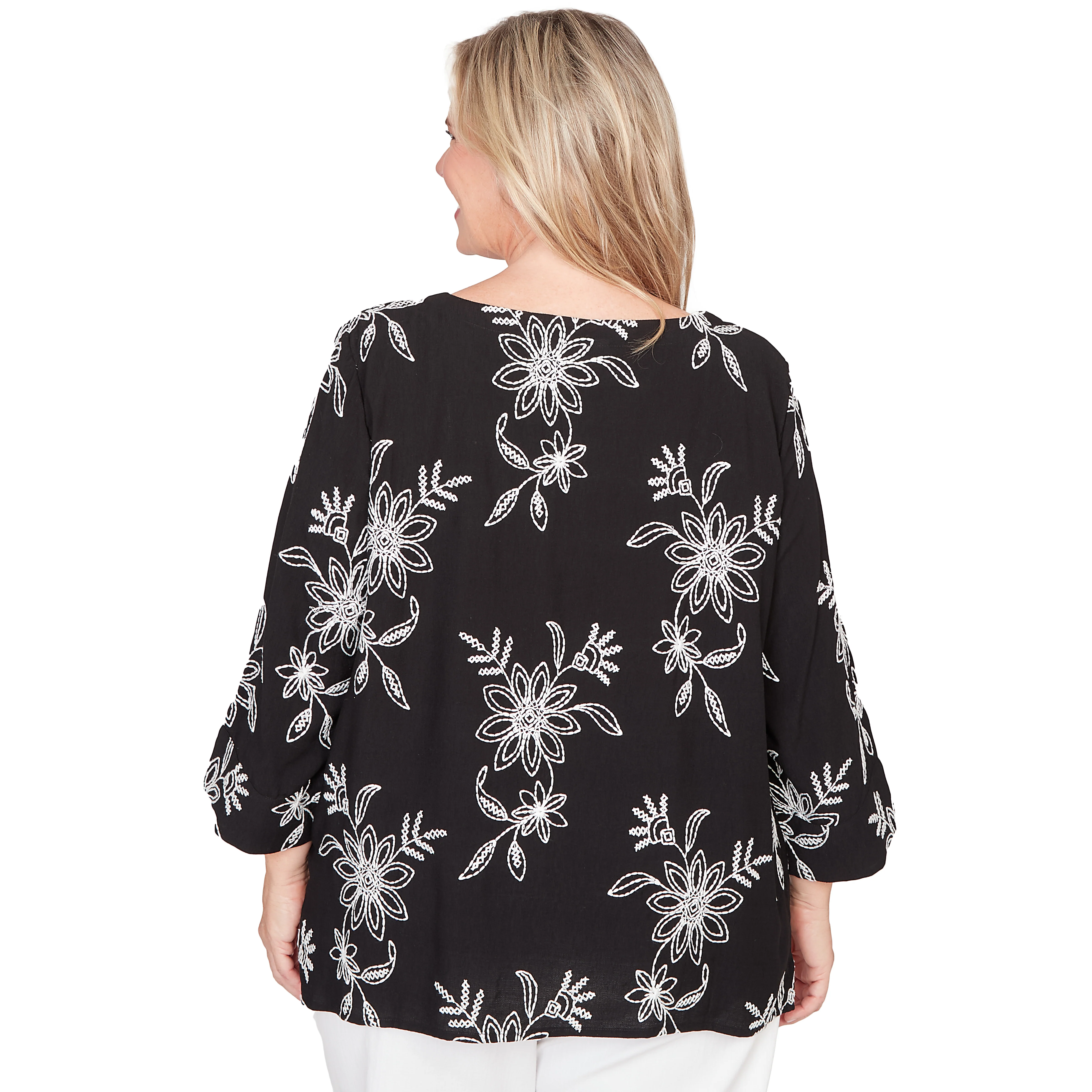Alfred Dunner Tossed Floral Embroidered Top - Plus - Image 2