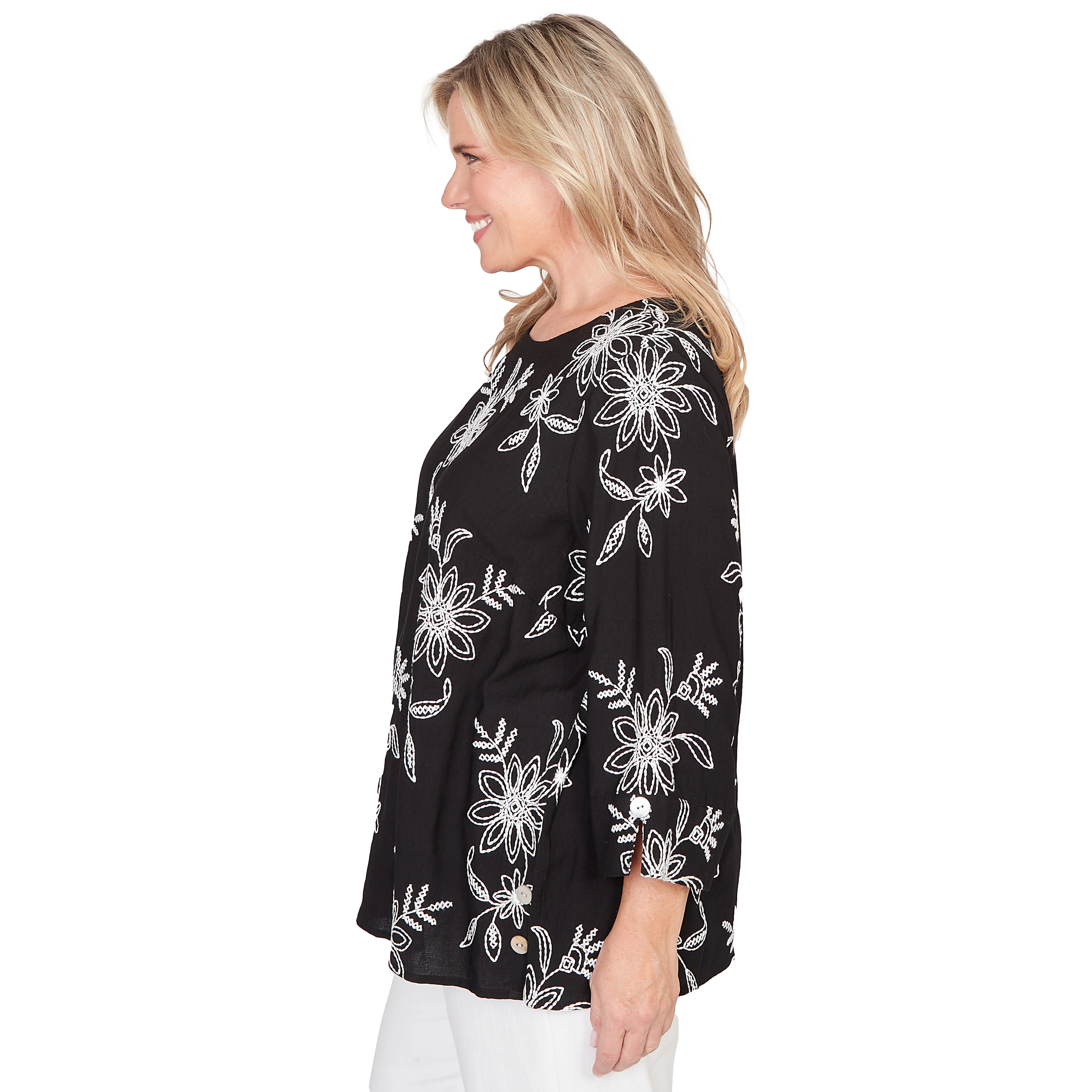 Alfred Dunner Tossed Floral Embroidered Top - Plus - Image 4