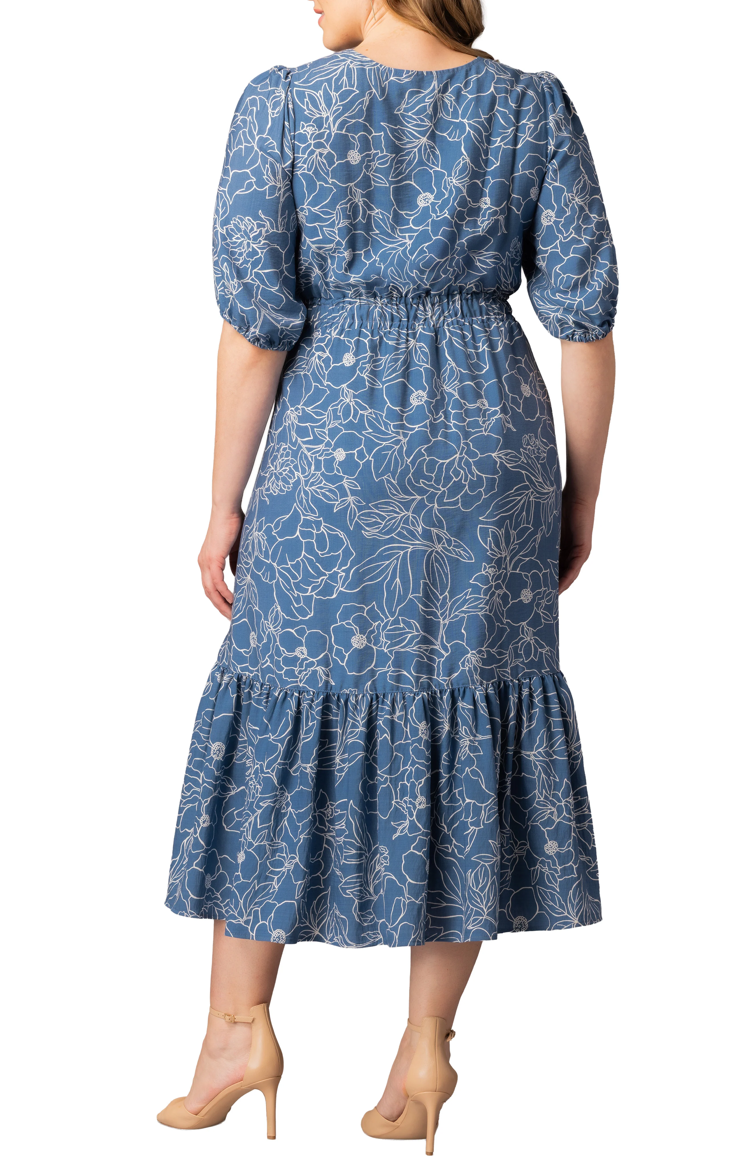 Bailey Square Neck Maxi Dress  -Blue Floral Print -  Plus - Image 2