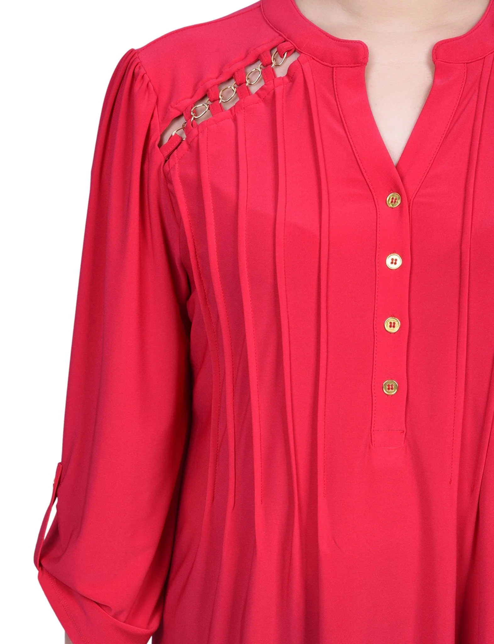 Beetroot Purple Beetroot Purple Pintuck Front Top With Chain Details - Image 3
