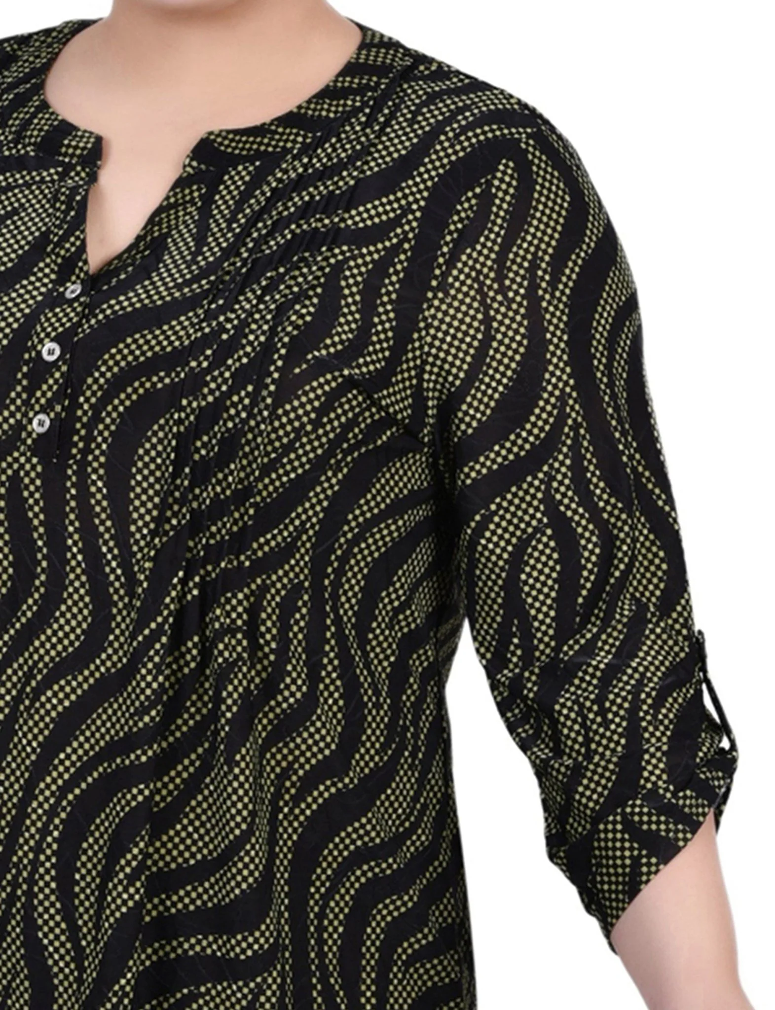 Black Herbal Zebra 3/4 Roll Tap Pullover Top - Plus - Image 3