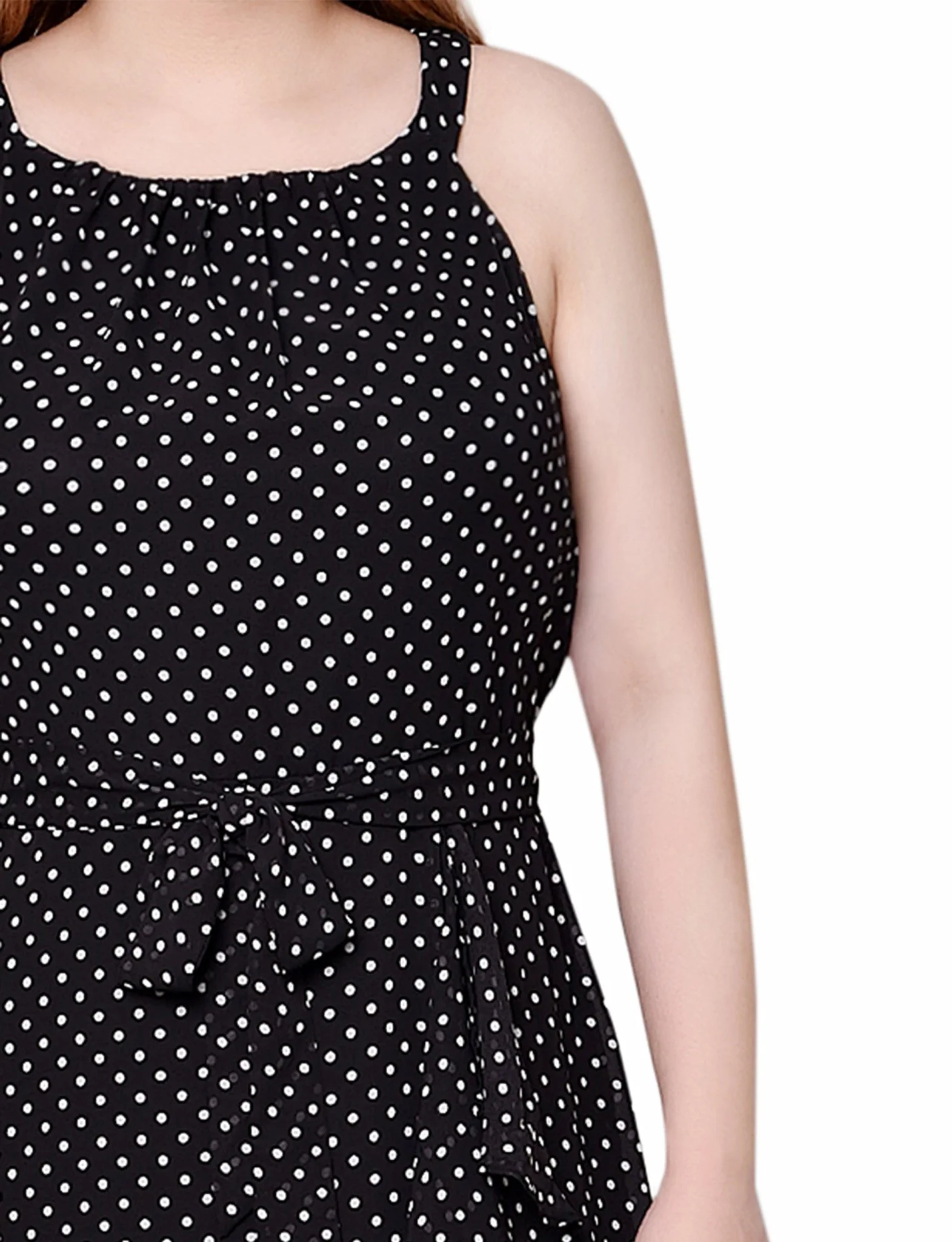 Black Ivory Dot Halter Front Chiffon Maxi Dress - Petite - Image 4