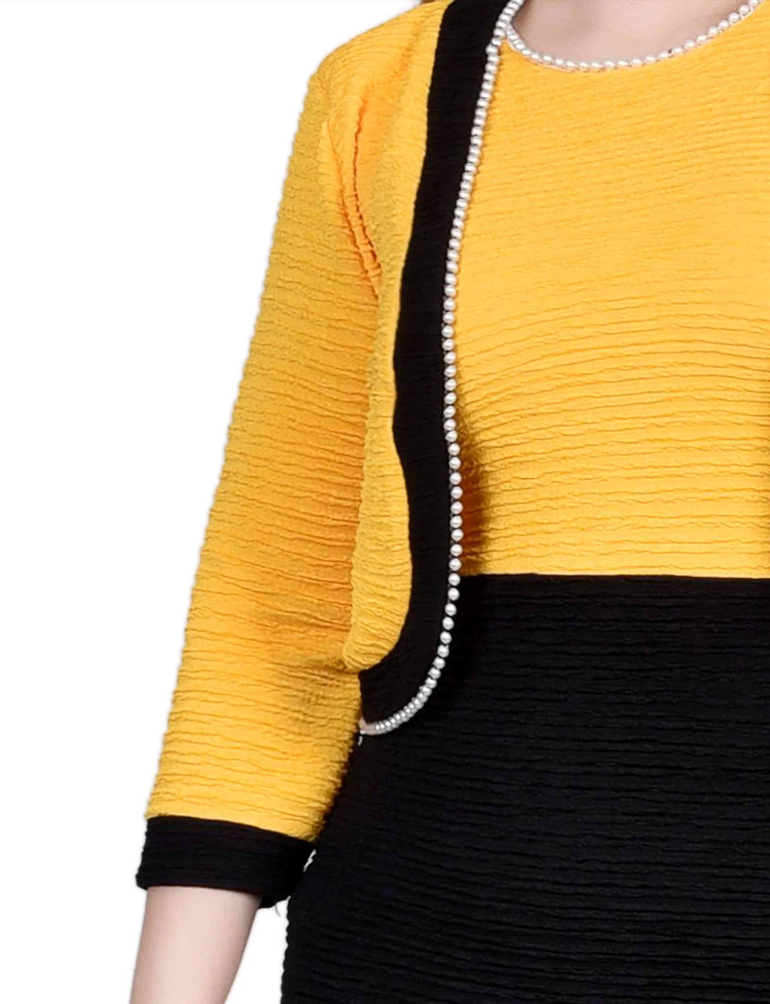Black Lemon 3/4 Sleeve Textured Knit 2 Piece Dress Set - Petite - Image 4