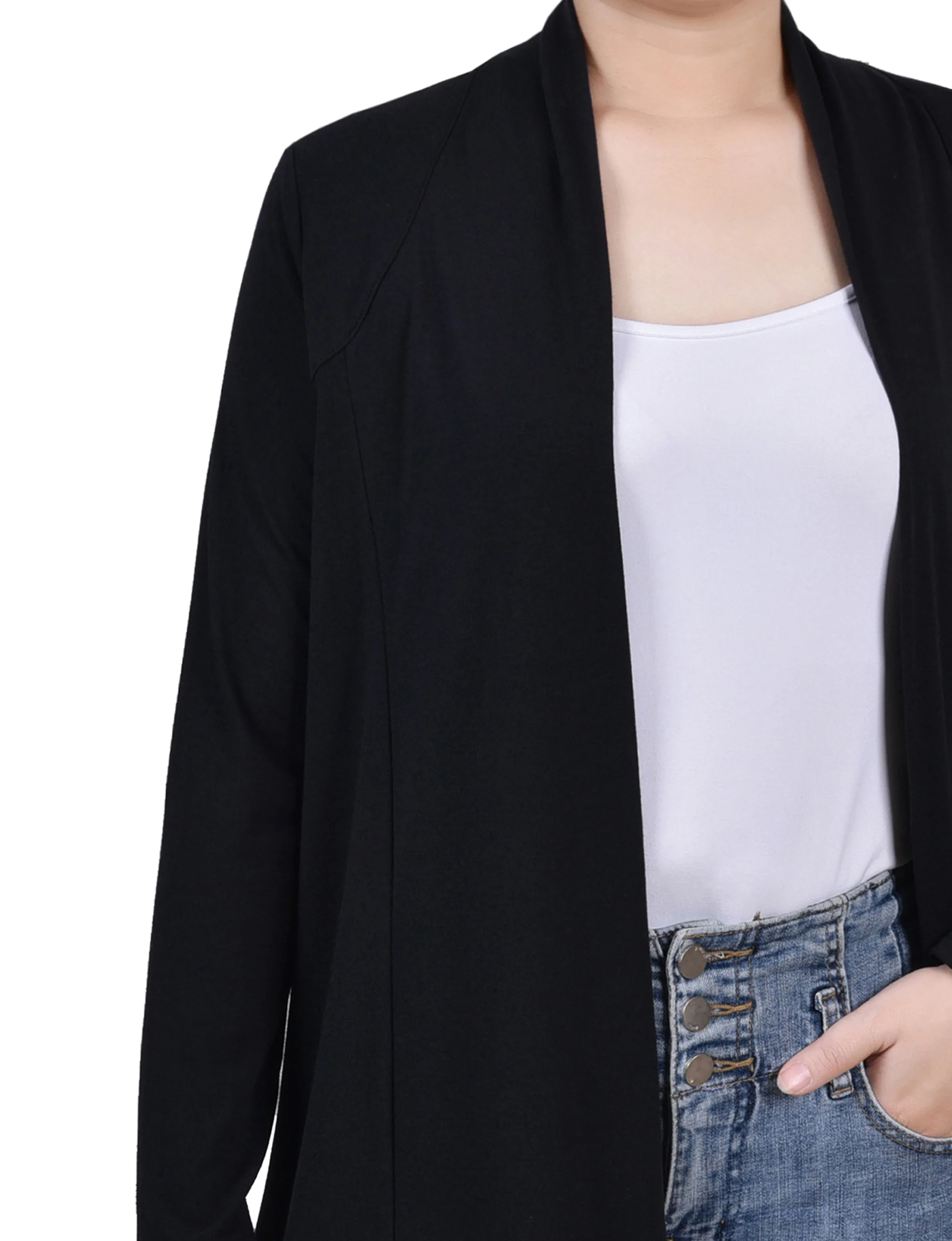 Black Long Sleeve Collared Cardigan - Image 2