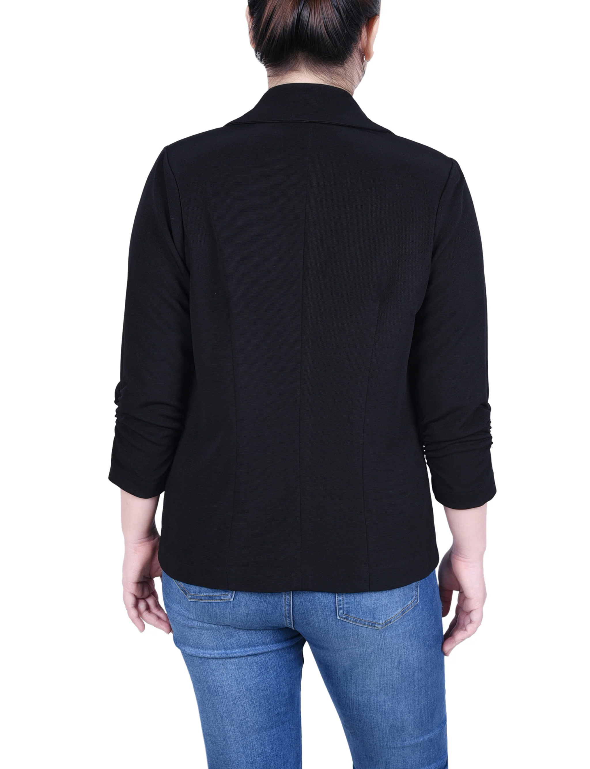 Black Long Sleeve Scuba Crepe Jacket - Image 4