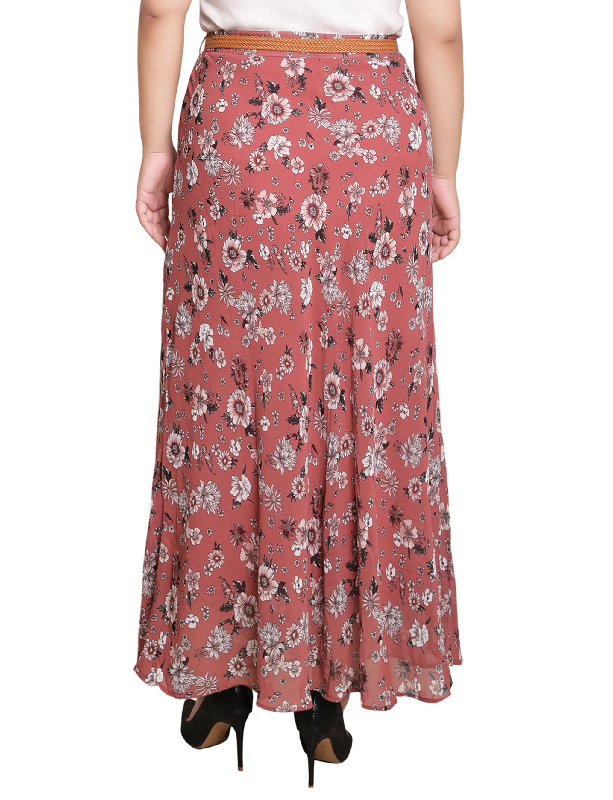 Black Mauve Chiffon Maxi Skirt - Plus - Image 4