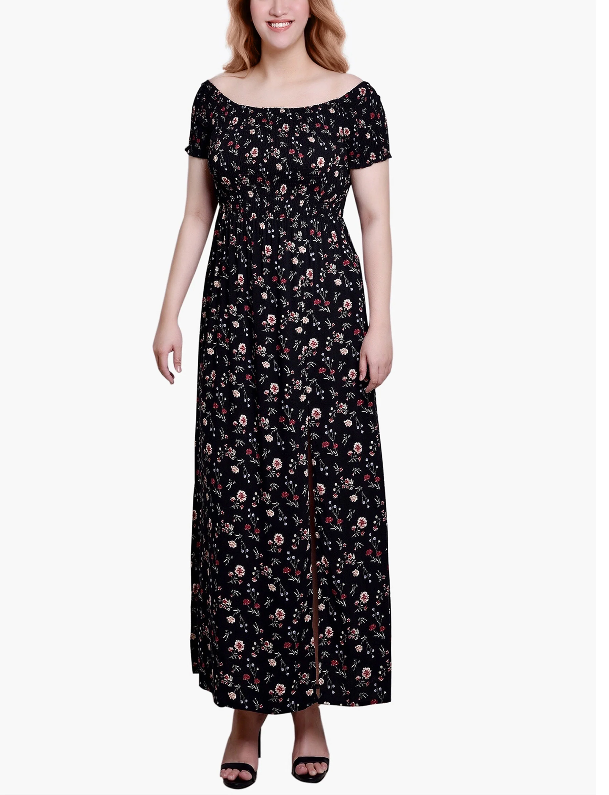 Black Mauve Stemflrl Smocked Bodice Maxi Dress - Image 2