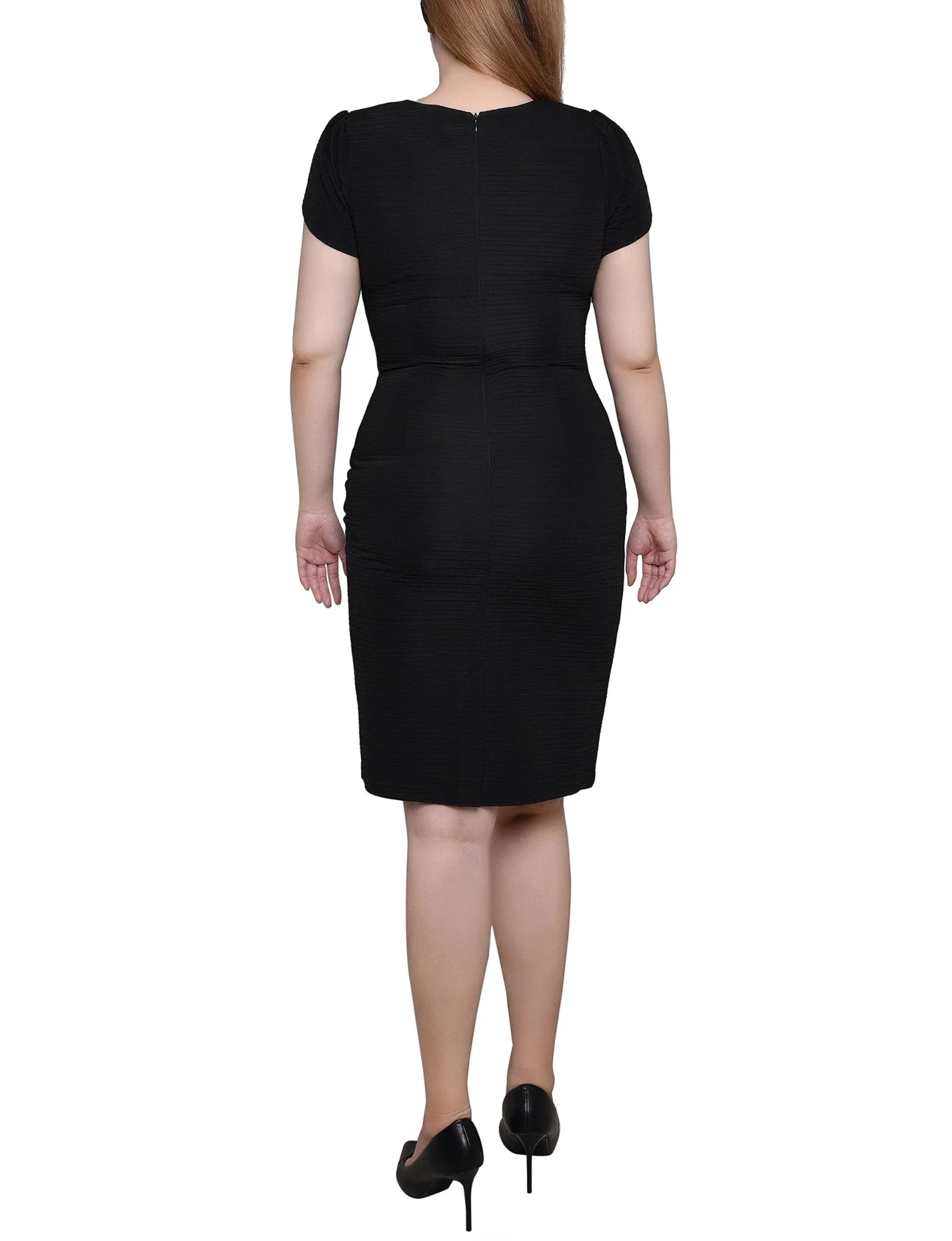 Black Petal SleeveTextured Knit Dress - Image 3