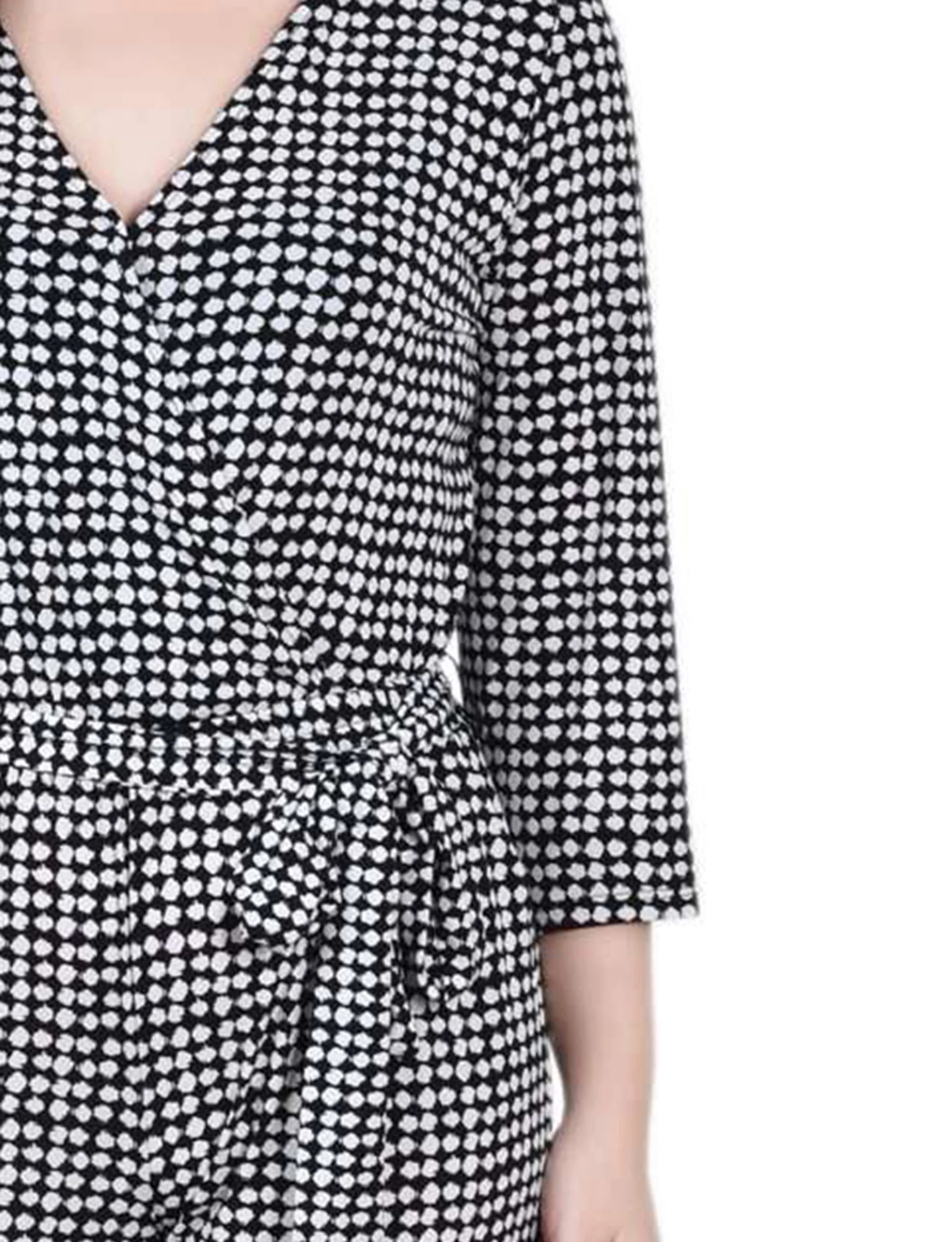 Black Polka Dot 3/4 Sleeve Belted Jumpsuit - Petite - Image 3