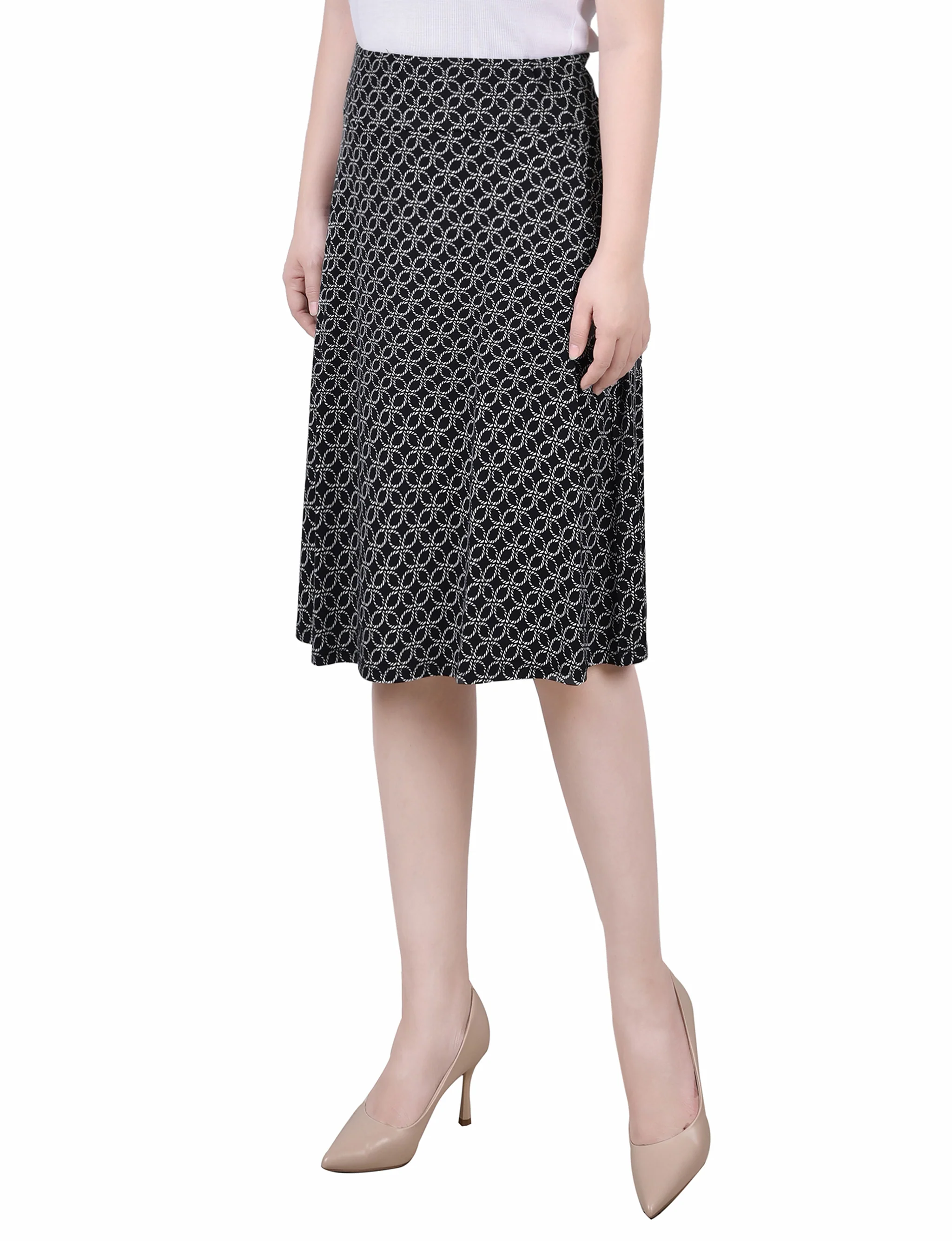 Black Rope Iconic Wide Waisted Knee Length Skirt - Petite - Image 2