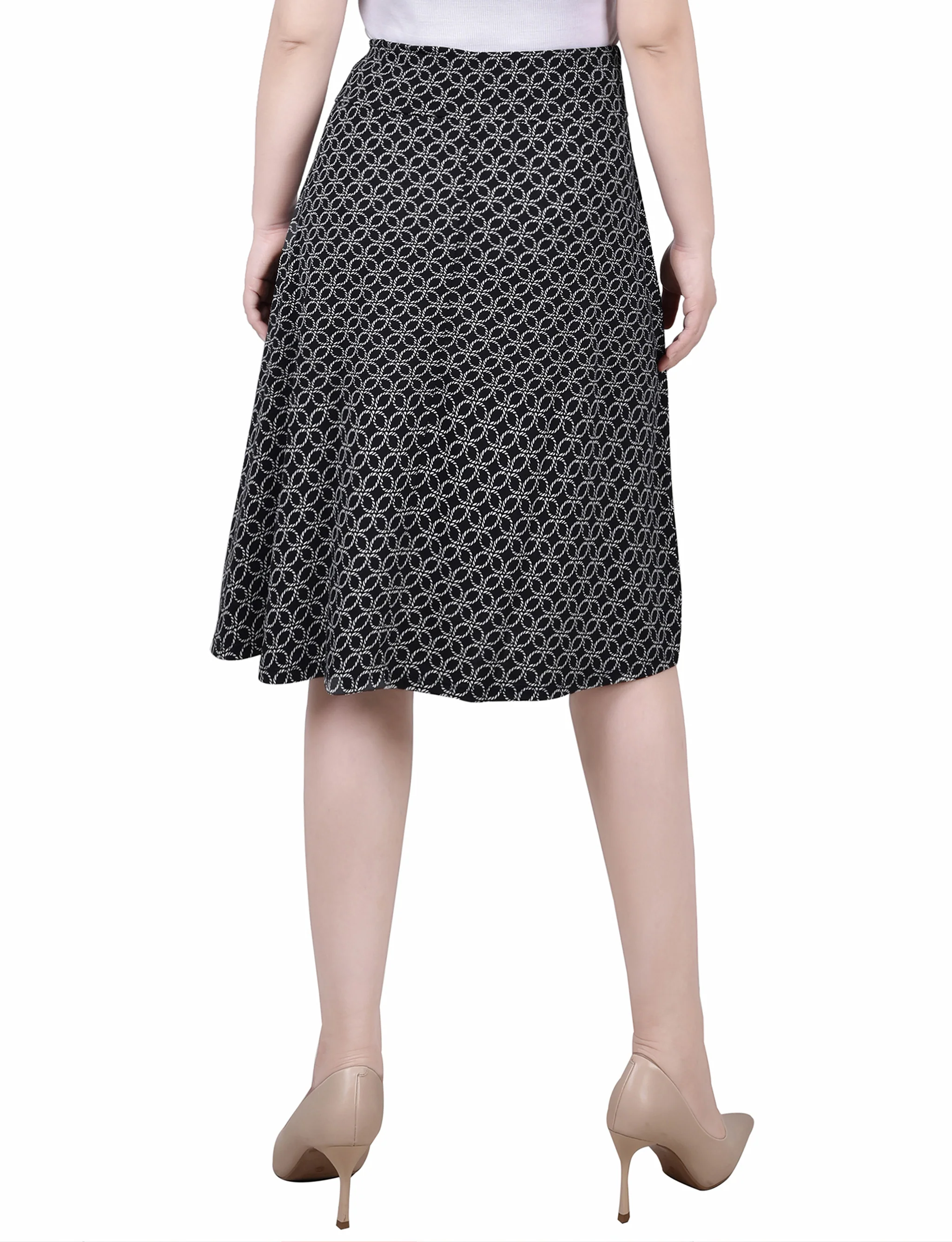 Black Rope Iconic Wide Waisted Knee Length Skirt - Petite - Image 4