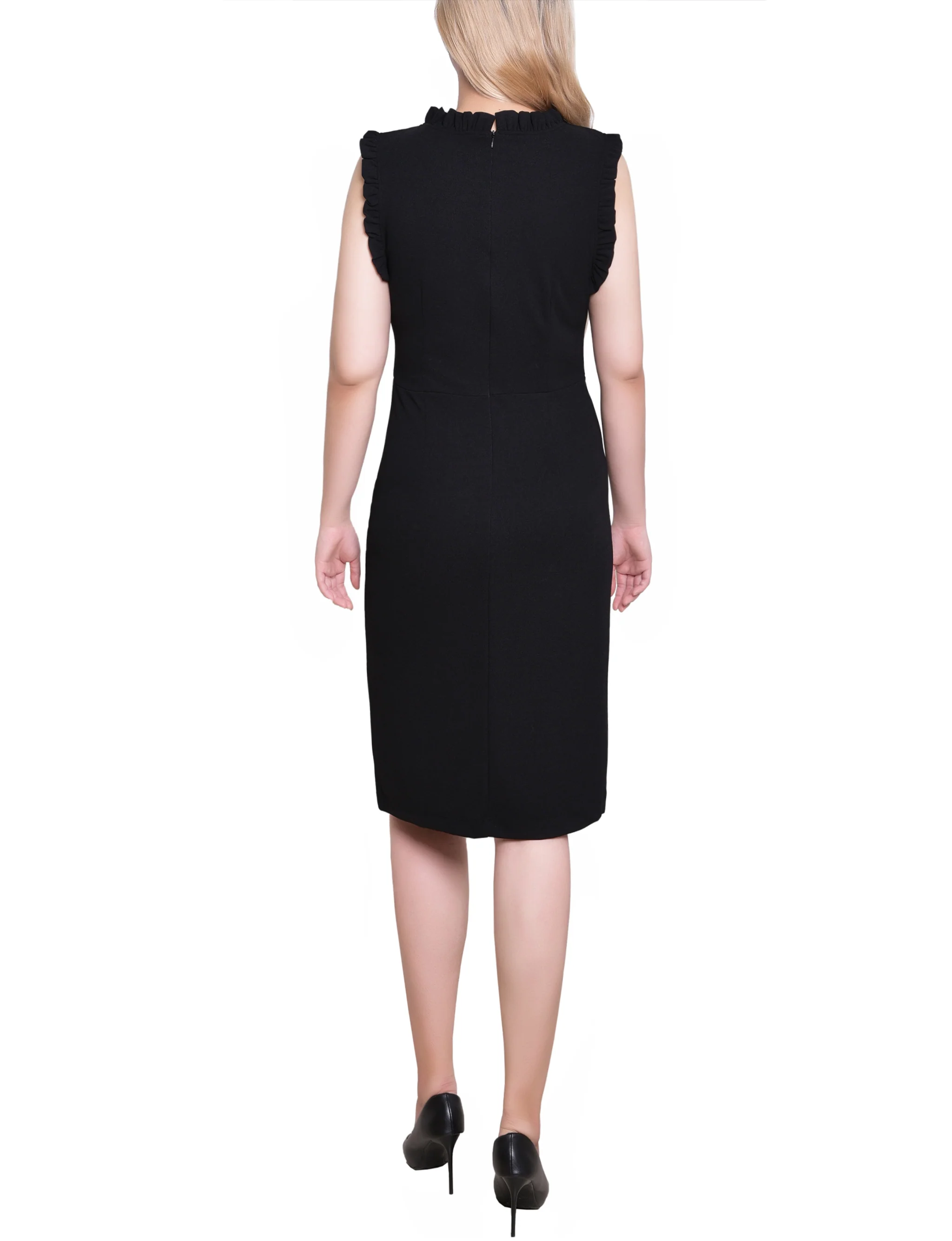Black Sleeveless Ruffle Detail Dress - Image 4