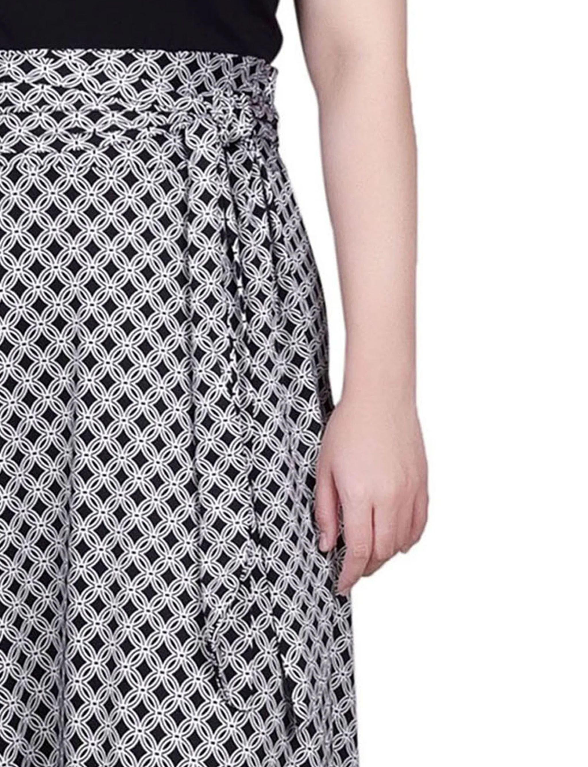 Black White New Iconic Maxi Skirt With Sash Waist Tie - Image 2