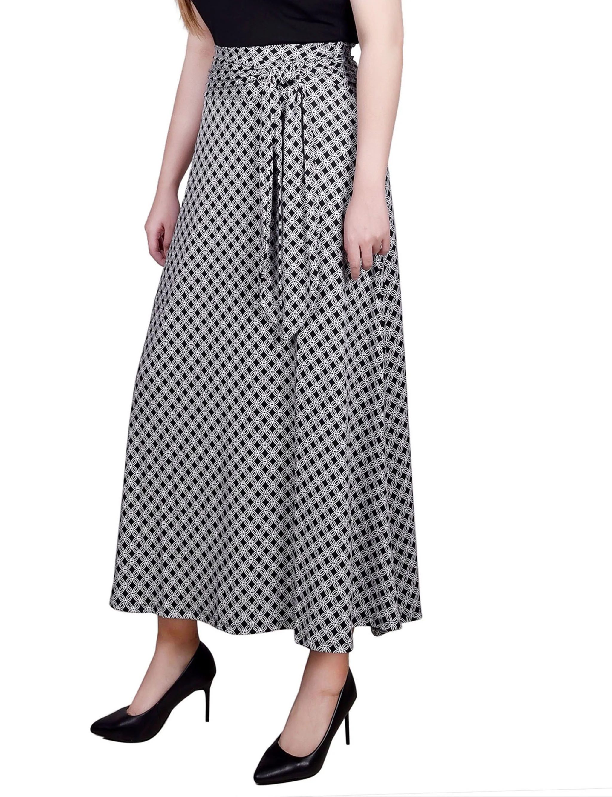 Black White New Iconic Maxi Skirt With Sash Waist Tie - Image 3