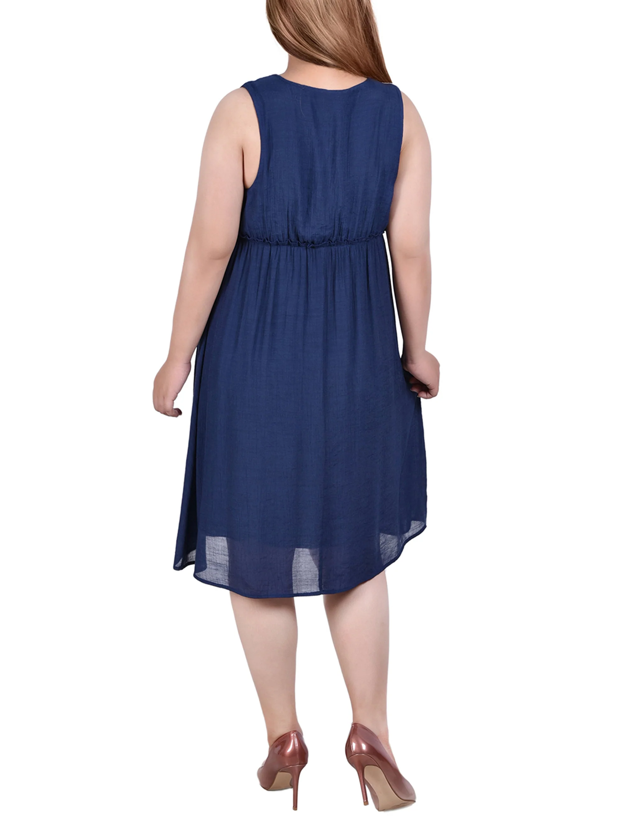 Blue Crocket Detail Dress - Plus - Image 3