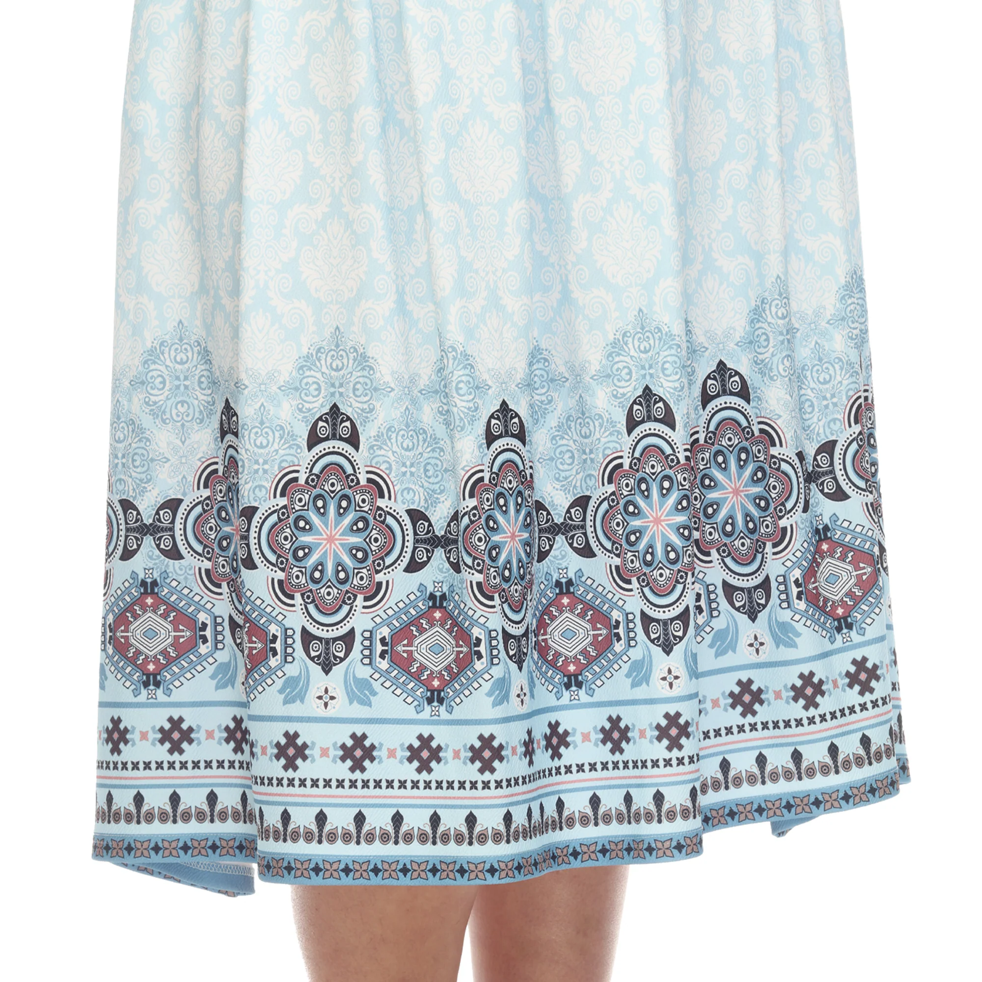 Blue Pleated Skirt with Border Prints - Plus - Image 4