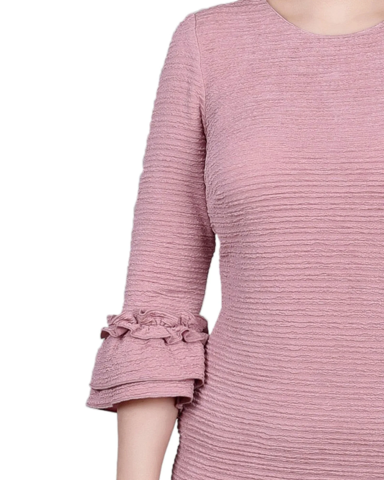 Blush 3/4 Sleeve Textured Knit Dress - Image 4