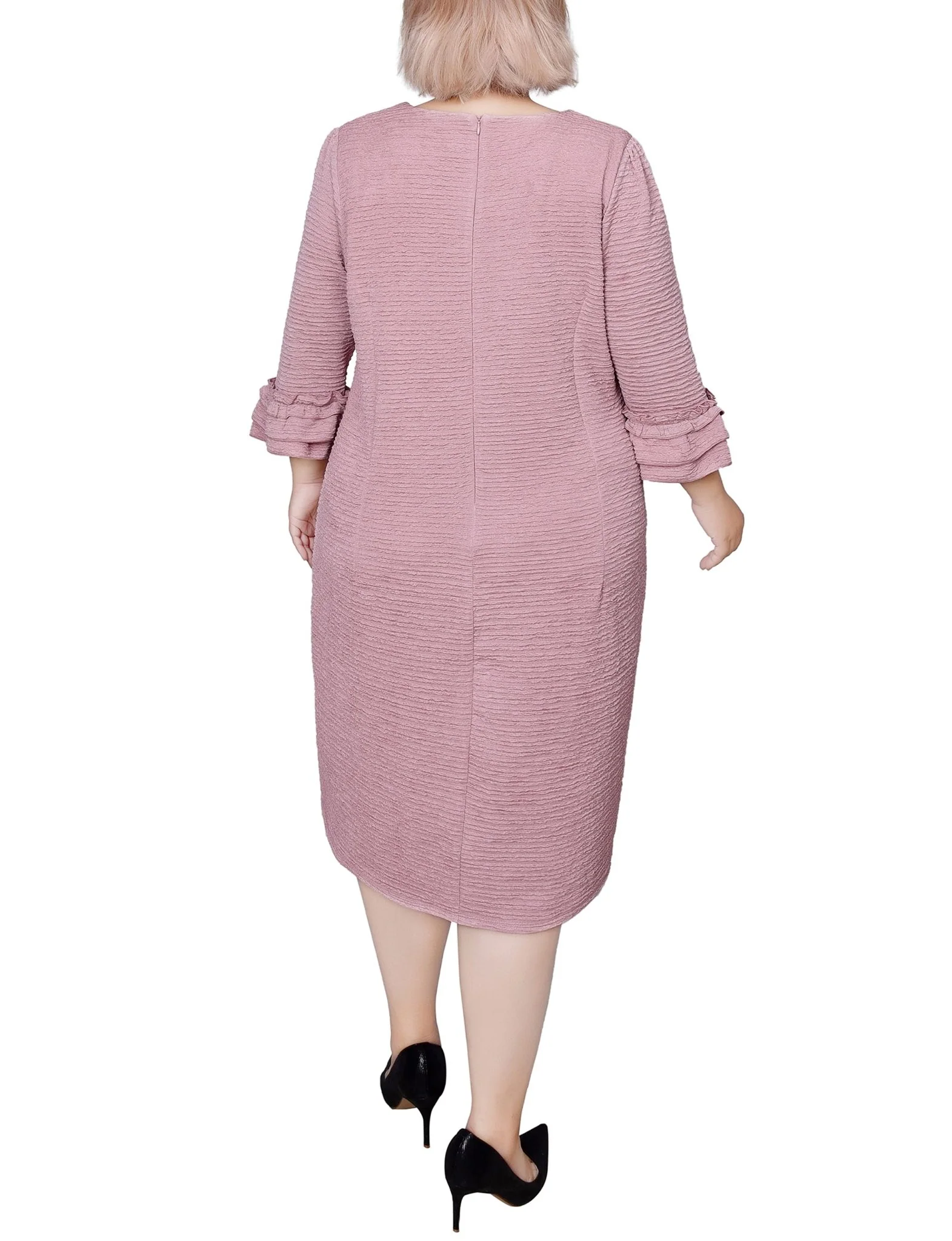 Blush 3/4 Sleeve Textured Knit Dress - Plus - Image 3