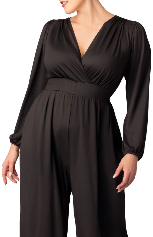 Brigitte Long Sleeve Jumpsuit - Black - Plus - Image 3